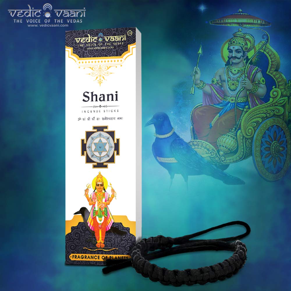 Vedic Vaani Shani Najar Surksha Raksha Kala/Black Dhaga Or Thread/Bracelet for Wrist with Divine Fragrance of Shani Shanti Agarbatti Incense Stick for Daily Use