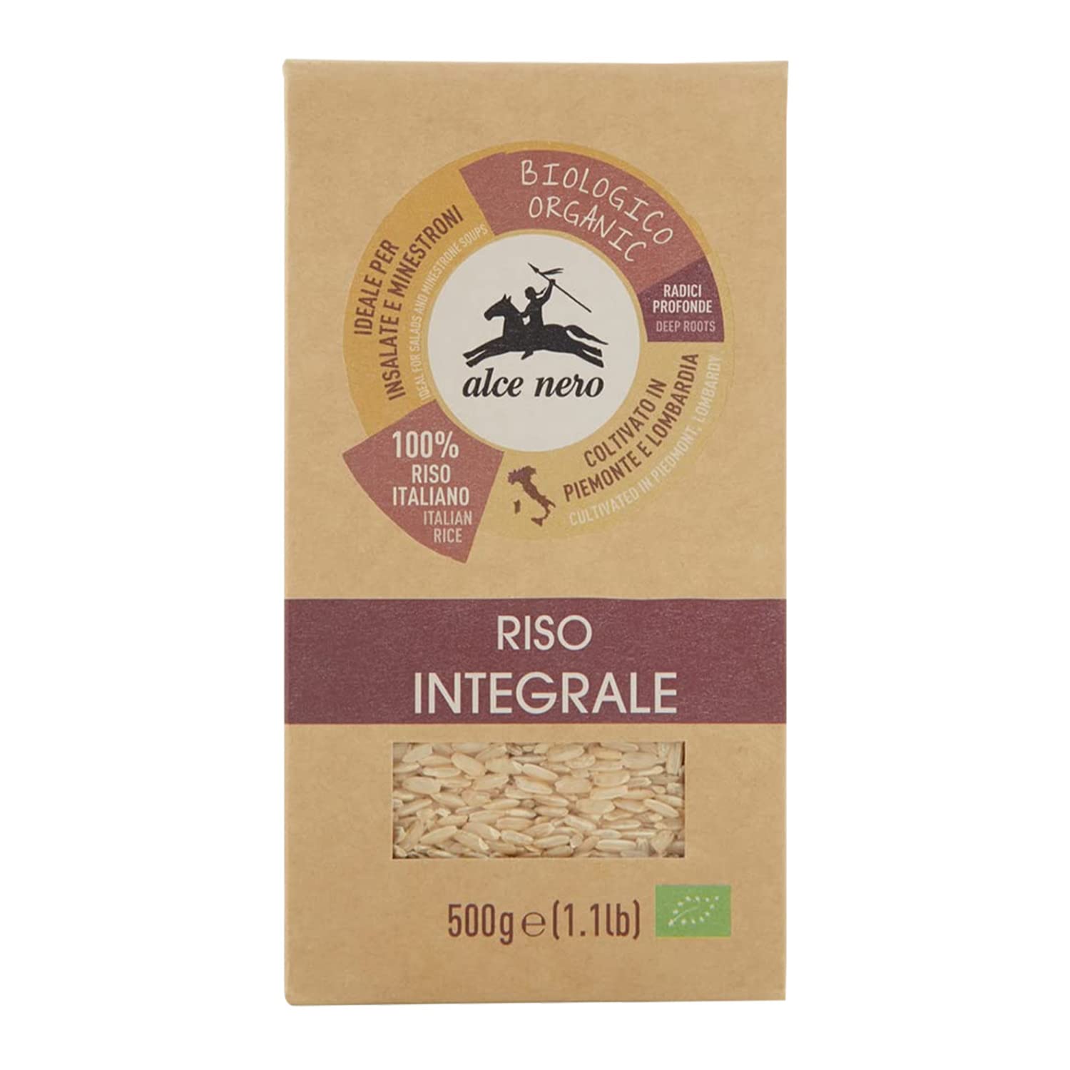 Alce NeroRiso Integrale Biologico Bio Wholemeal Rice 500g Italian Organic Brown Rice