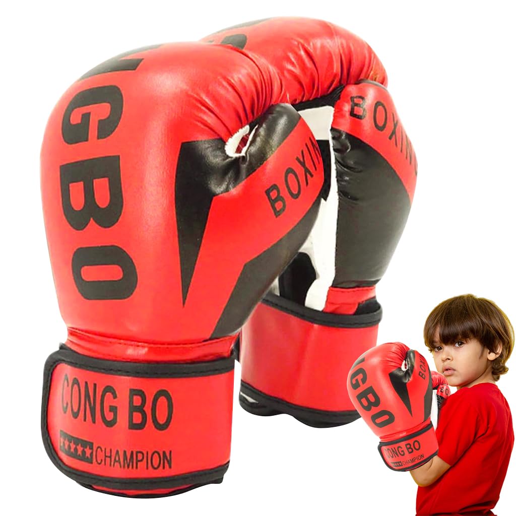 Proberos® Kids Boxing Gloves Kids Training Gloves with Handwrap, 6 Oz Boxing Gloves Training Gloves for Boxing, Muay Thai and Sparring Sessions, Speed Ball(Red)