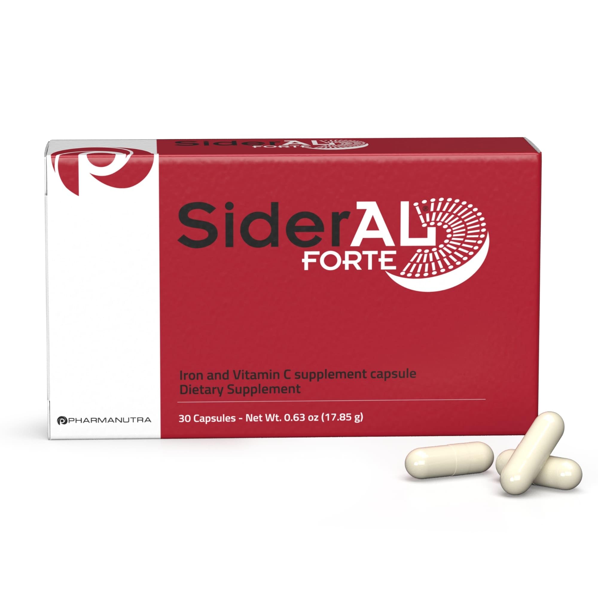 SiderAL® Forte Sucrosomial® Iron Supplement & Vitamin C, 30 Caps – Nutritional Deficiency Support, High Absorption, Greatly Tolerated.