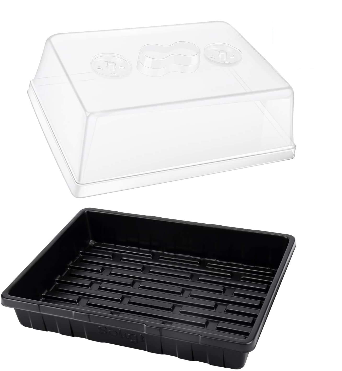 [Thick Plastic] 3-Set Strong Seed Starter Trays with 5" Humidity Domes for Seed Starting, Germination, Seedling Propagation & Plant Growing, Holds 144 Cells in Total