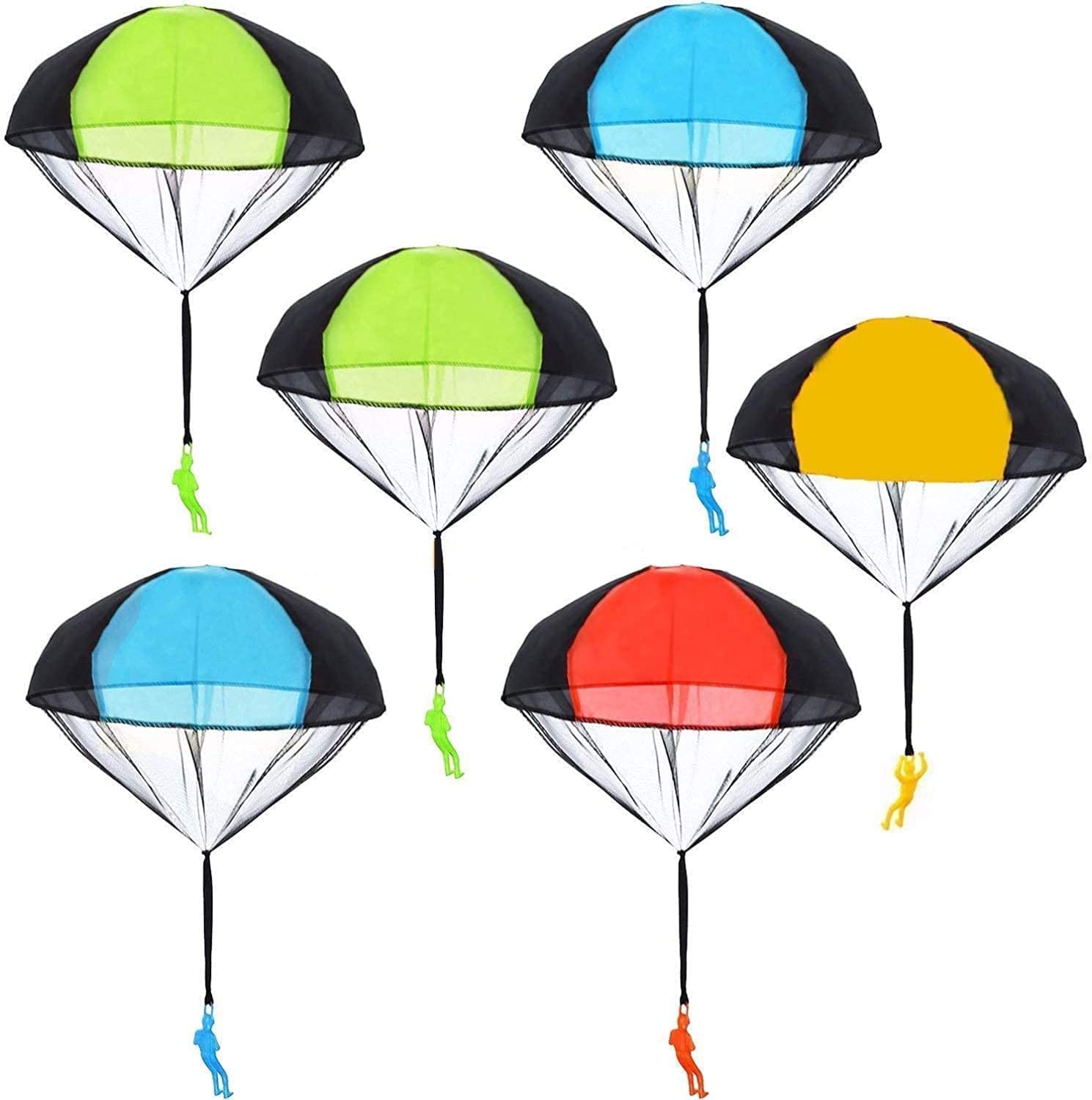 Parachute Toy, No Tangle Throwing Toy Parachute, Educational Toys, Flying Toys, Environmentally Friendly and Durable, No Battery nor Assembly Required, Outdoor Toys for Kids, 6pc, 4 Colors