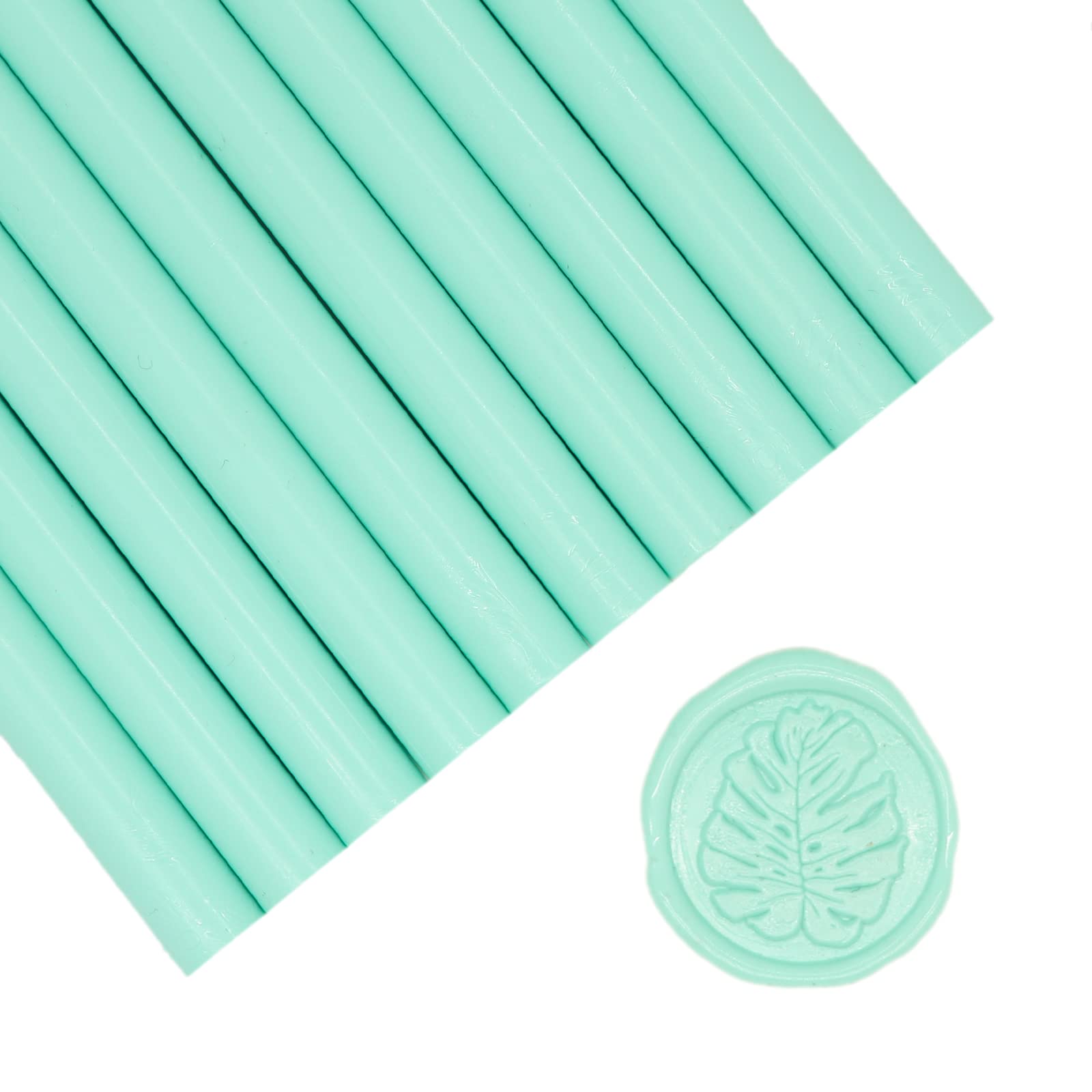 Feyabest Glue Gun Sealing Wax Sticks for Wax Seal Stamp,Great for Wedding Invitations, Cards Envelopes, Snail Mails, Wine Packages, Gift Wrapping, Pack of 10 (Mint Green)