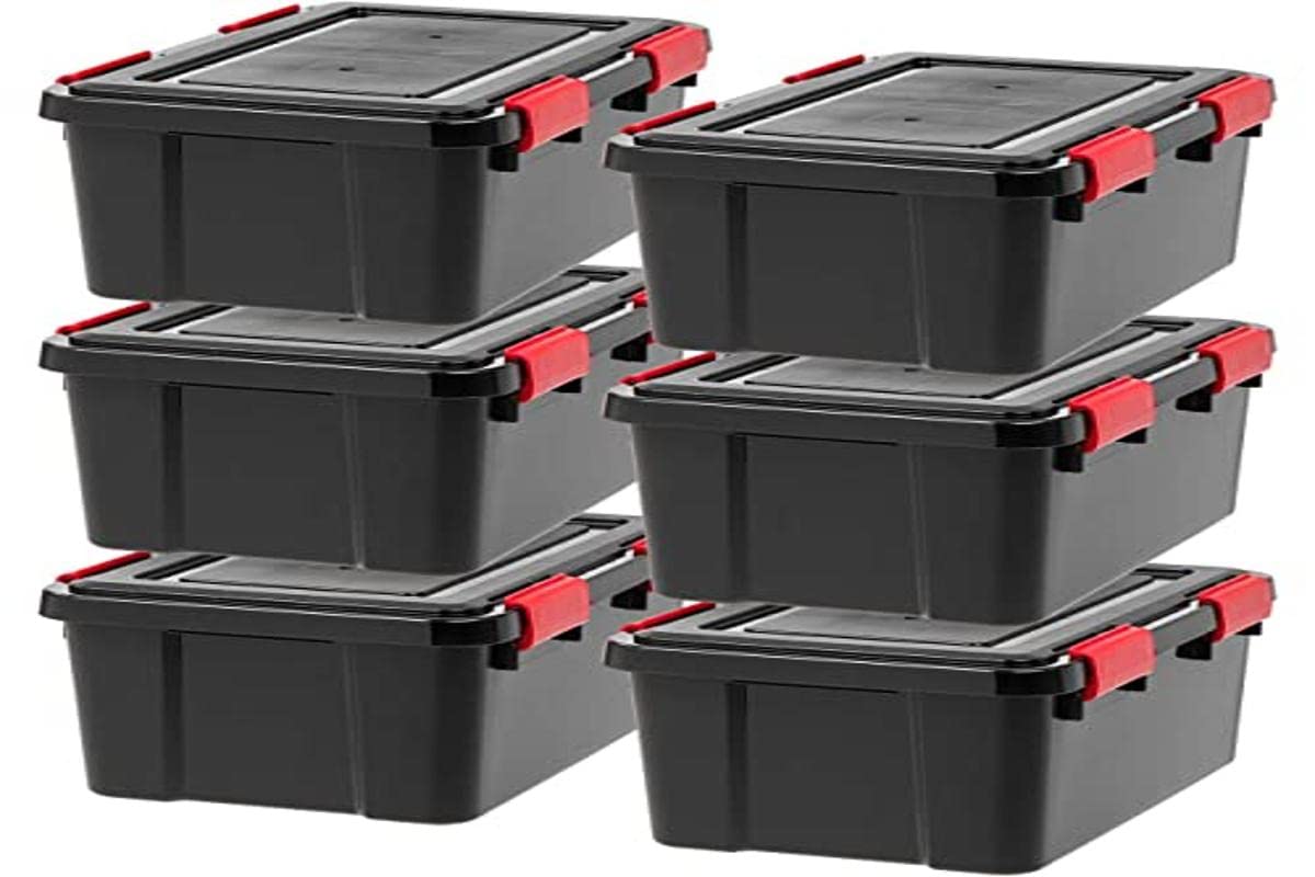 Iris OhyamaUSA UCB-SS WEATHERTIGHT Storage Box, 19 Qt, Black/Red, 6 Pack