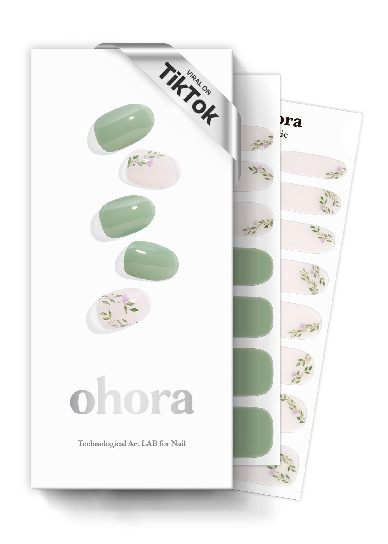 ohoraSemi Cured Gel Nail Strips (N Spring Garden) - Salon-Quality, Long Lasting, Easy to Apply & Remove - Includes 2 Prep Pads, Nail File & Wooden Stick