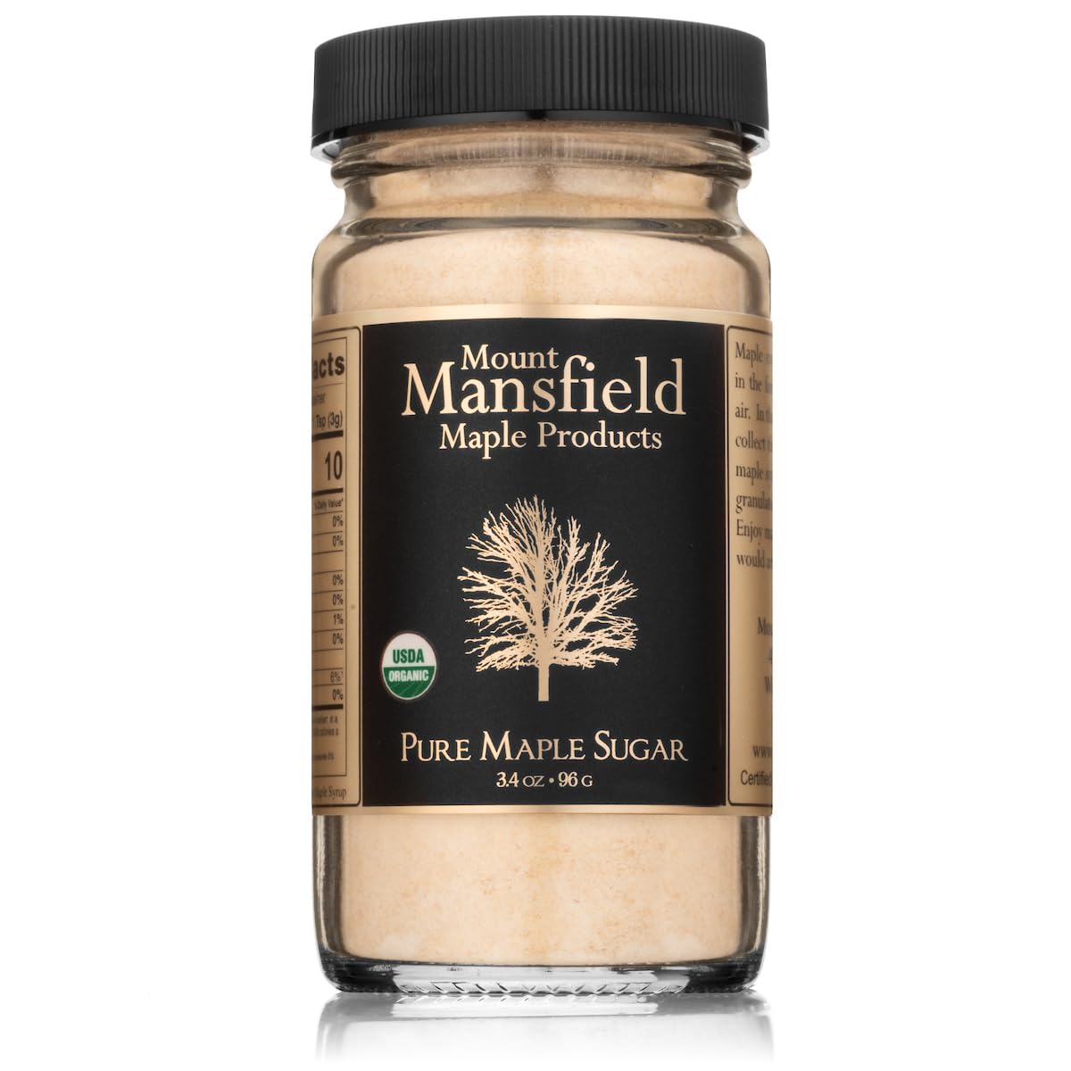 Mansfield Maple-Certified Organic Granulated Pure Vermont Maple Sugar 3.4oz Glass Jar