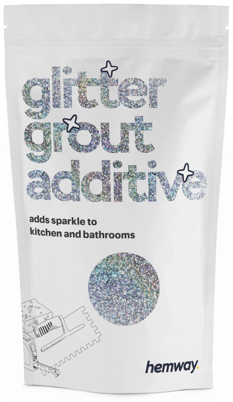 Hemway (Silver Holographic) Glitter Grout Tile Additive 100g for Tiles Bathroom Wet Room Kitchen | Easy to use - Add/Mix with Epoxy Resin or Cement Based Grout | Temperature Resistant