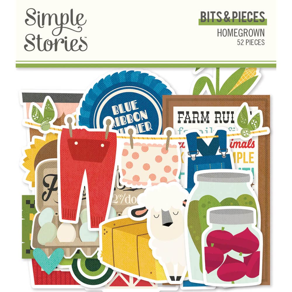 Simple StoriesHomegrown Bits & Pieces Die-Cuts 52/Pkg-