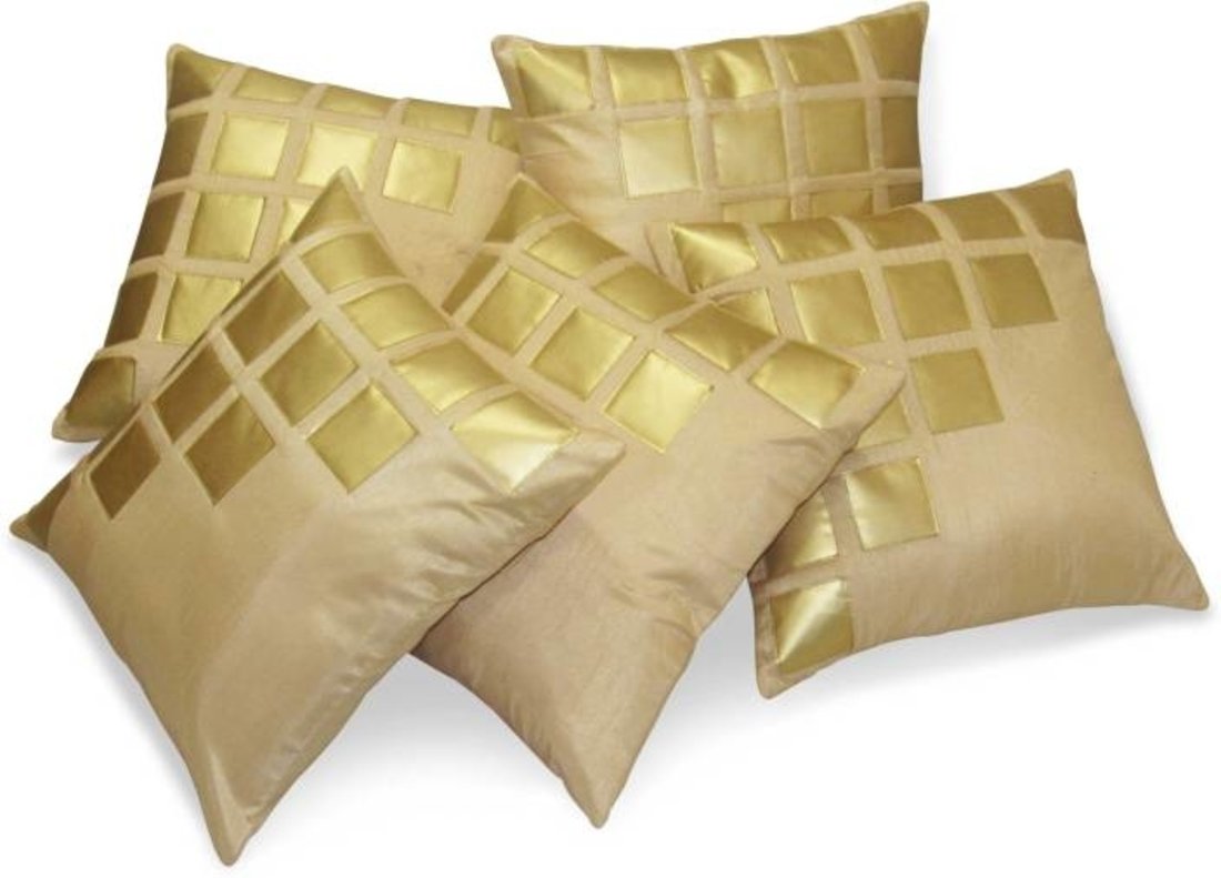 Desi Hault Designer Cushions Cover Beige Color (Pack of 5 Piece, 30 cm x 30 cm (12 inch x 12 inch))