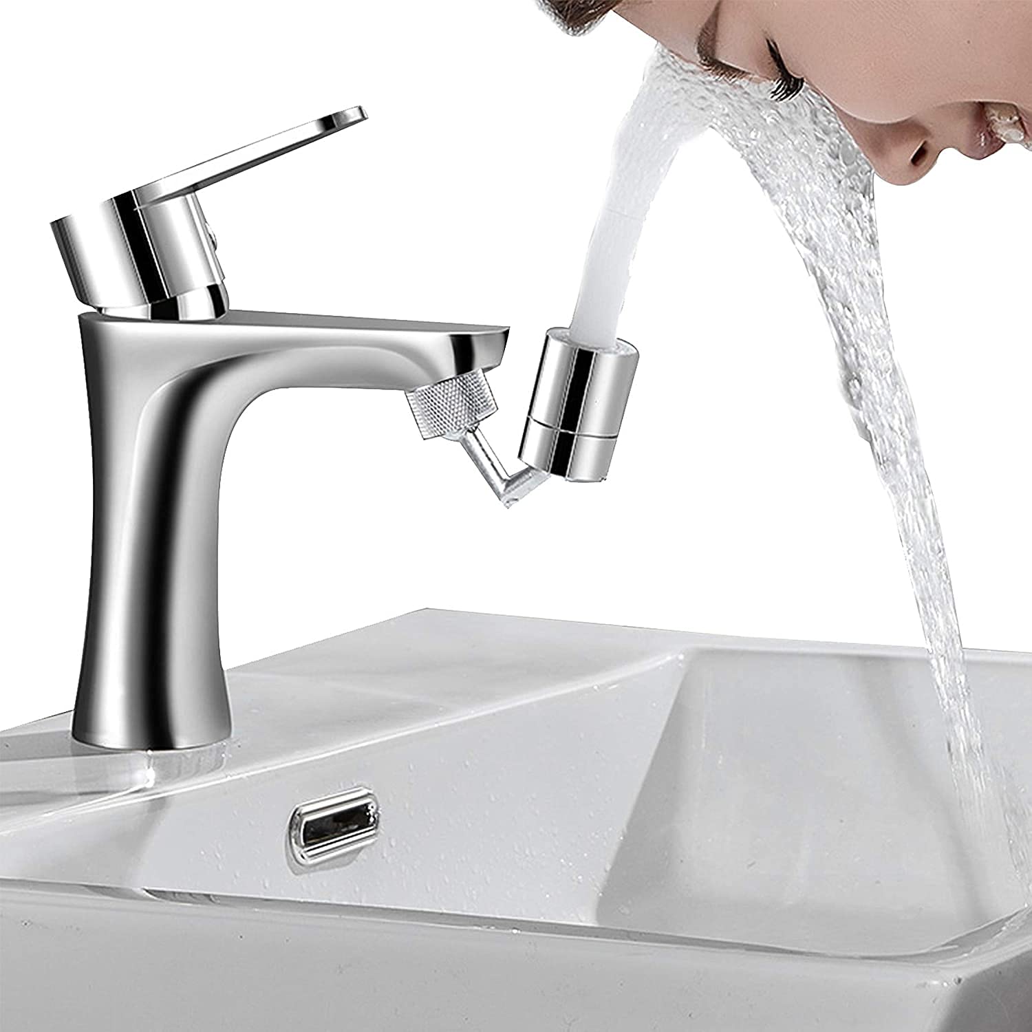 Hibbent720° Swivel Kitchen Sink Tap Filter, Movable Universal Tap Head, 2 Mode Water Outlet knurling, 24mm Male