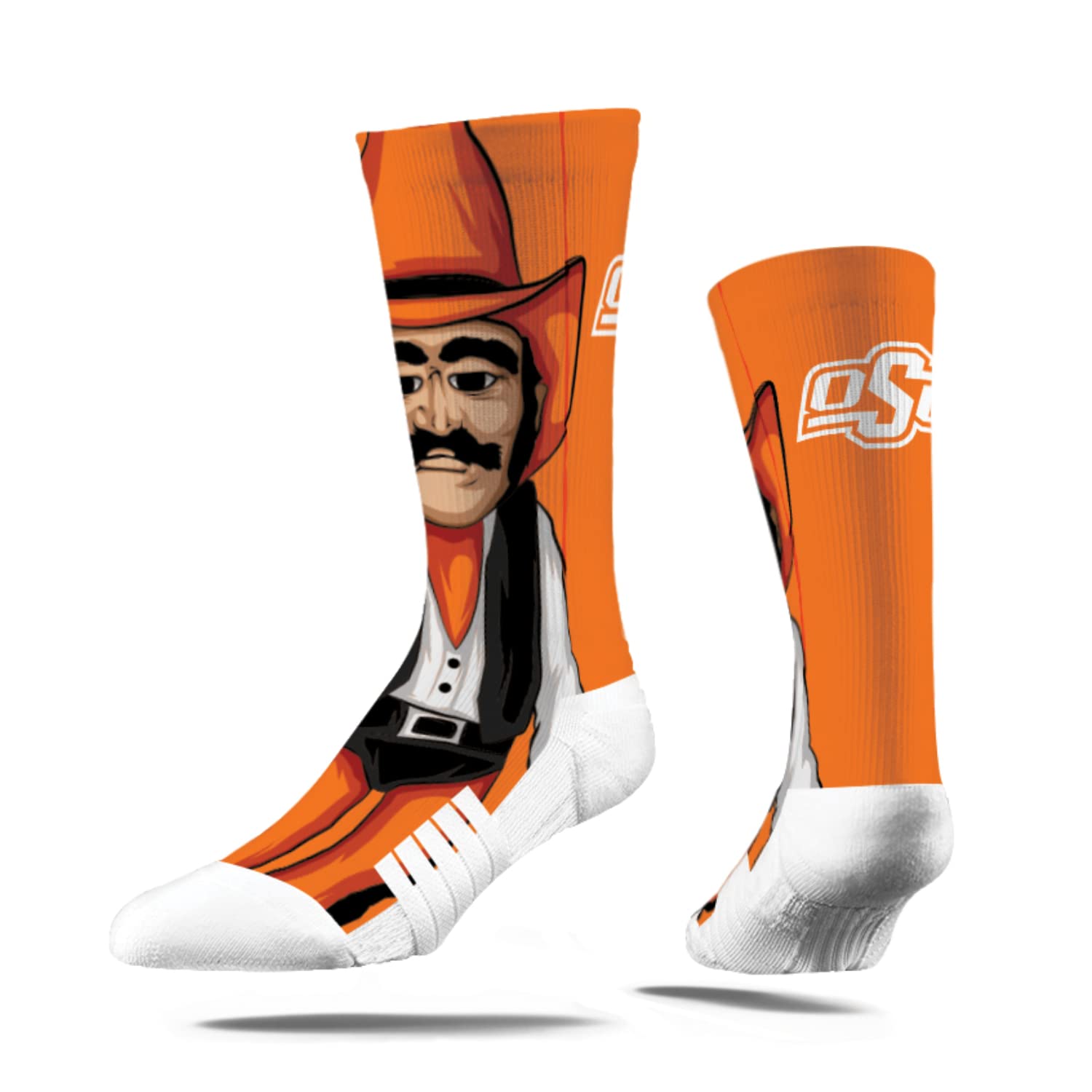 StridelineOklahoma State Cowboys Mascot Full NCAA Licensed Crew Socks - Orange