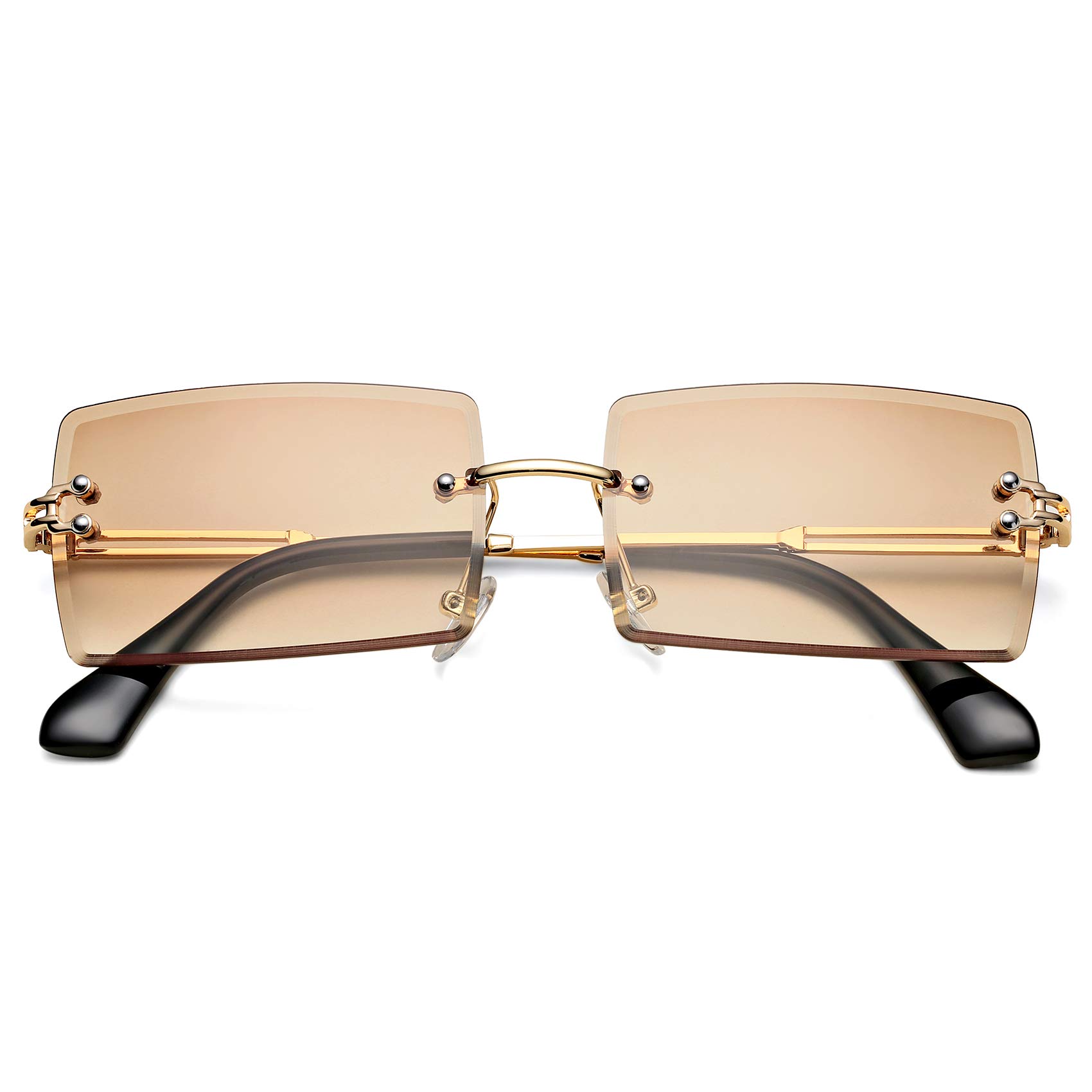 Rectangle Sunglasses for Men/Women Small Rimless Square Shade Eyewear