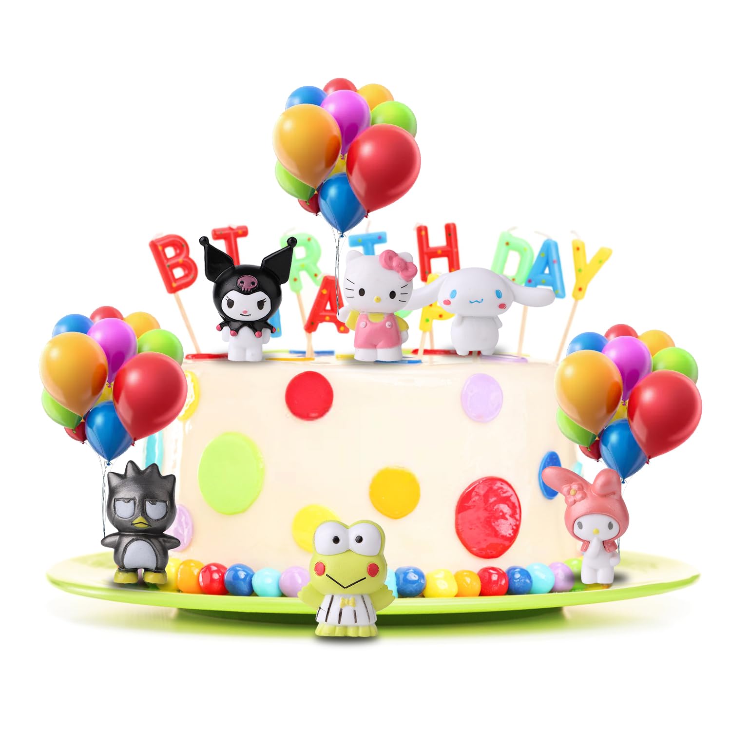 6 Pack Cute Cartoon Birthday Cake Topper, Kids Birthday Party Supplies Decorations,Bouquet,Charms