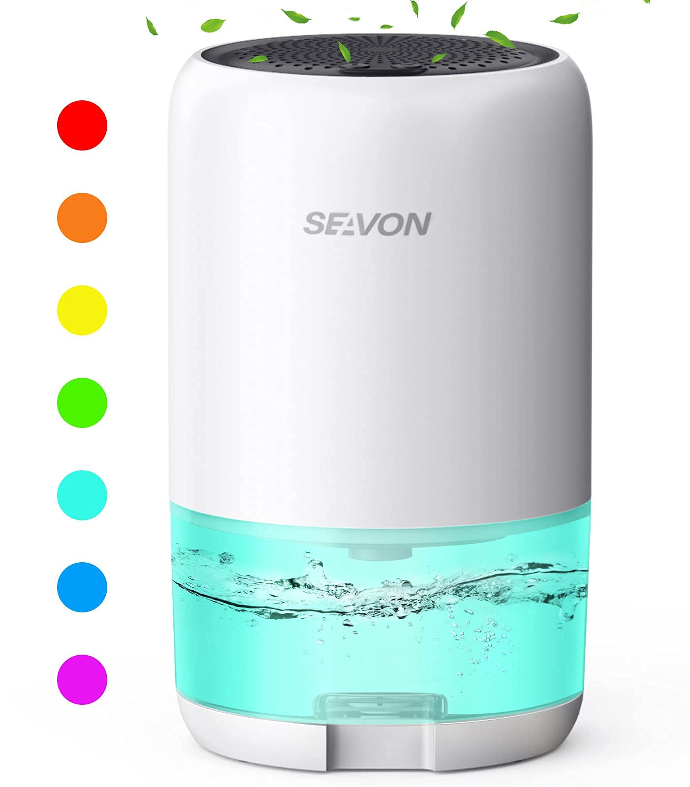 SEAVON Dehumidifier 35oz Dehumidifiers for Home 2500 Cubic Feet (280 sq ft) with 7 Color LED Light, Portable Quiet Dehumidifier with Two Working Mode for Basements, Bedroom, Bathroom, RV