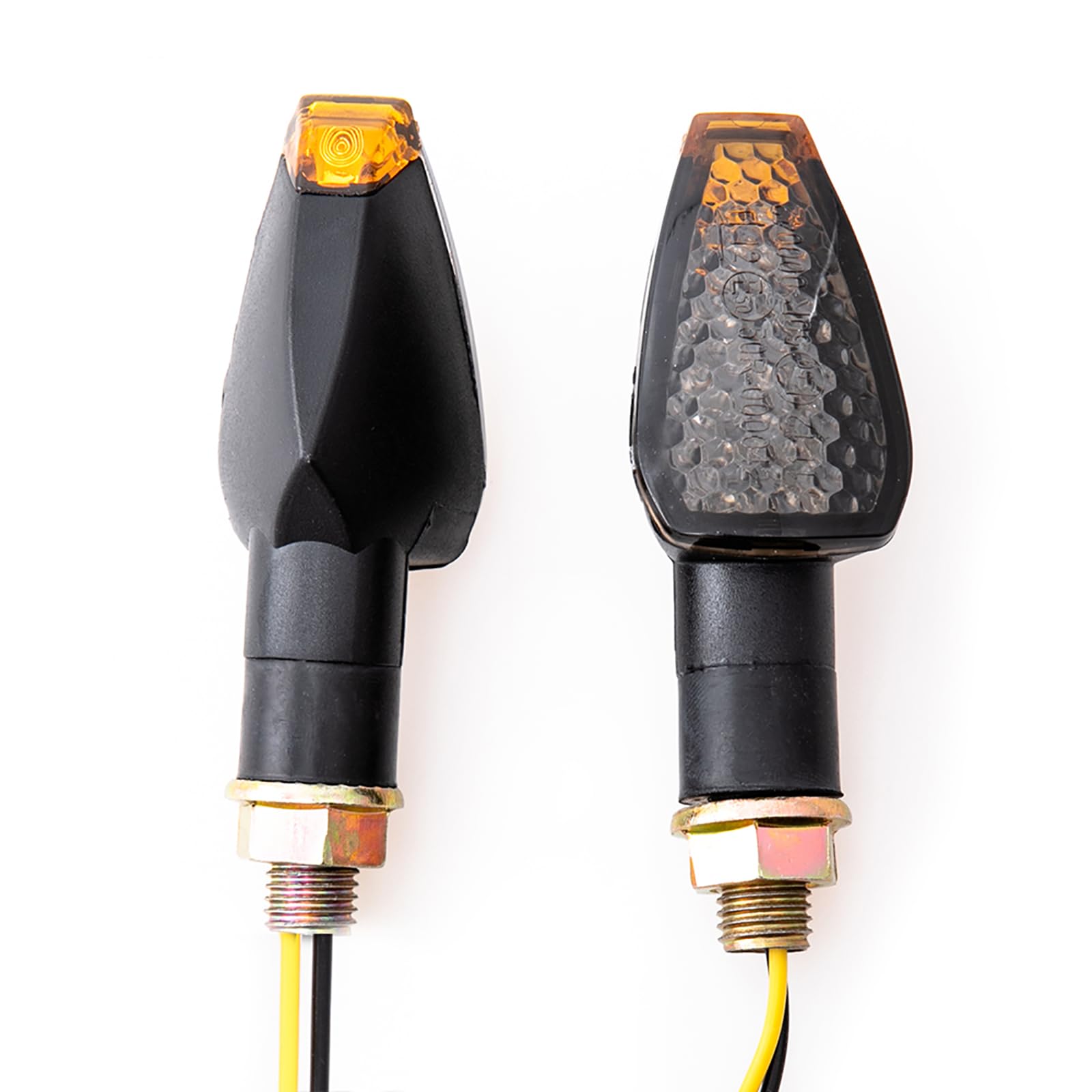 evomosaMini Stalk Arrow Light Motorcycle Turn Signals Lights 10mm Universal Motorbike LED Indicator Blinker Amber Lamp(2 pcs)