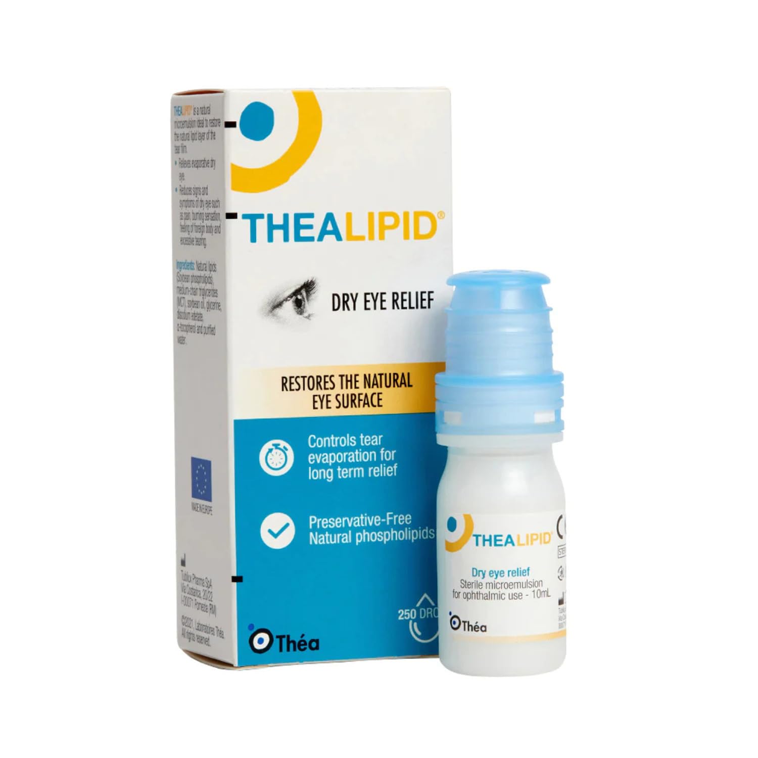 TheaLipid Dry Eye Relief Drops - Preservative-Free, Restores and Stabilises The Tear Film. for Those with Watery, Streaming & Burning Sensation of Their Eyes. Suitable for Contact Lens Wearers - 10ml