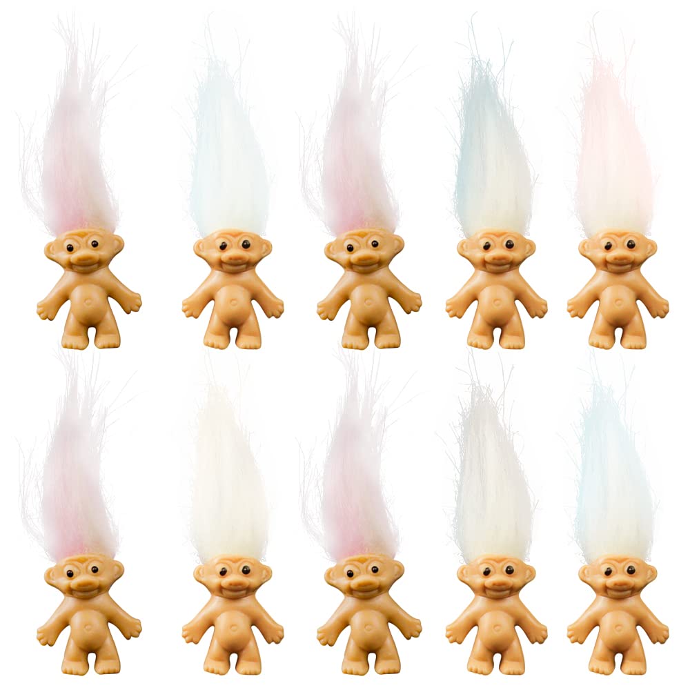 10 Pcs Lucky Dolls Set Mini Troll Dolls PVC Vintage Doll Mini Action Figures Cake Toppers for Party Favors School Projects Arts and Crafts Toys Party Supplies