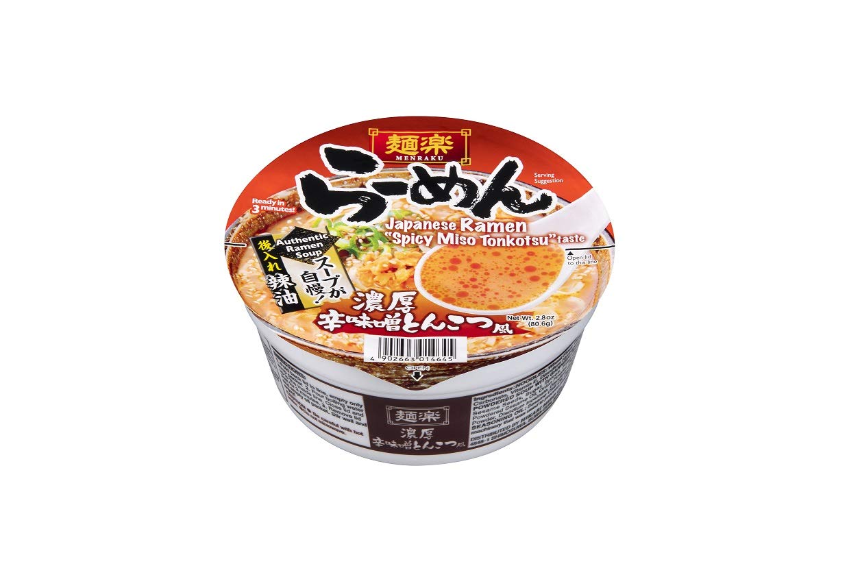 HIKARI Menraku Ramen Spicy Miso Tonkotsu Taste, Spicy Miso Tonkotsu, 2.6 Oz (Pack Of 12)