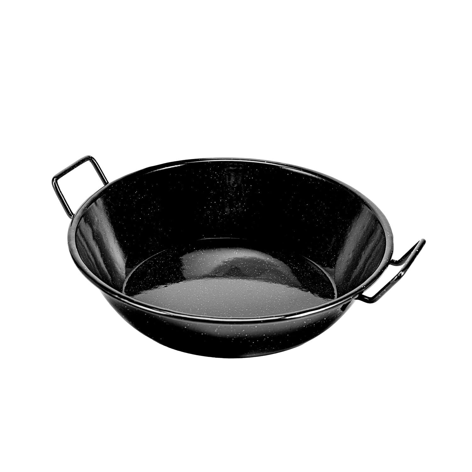 RoyalfordEnamel Wokpan Induction Safe Kadhai With Raised Handles Kadai Cooking Pan for Shallow and Deep Frying Extra Flat Base Even Heat Distribution Coated Paella Pan, Black, 20 CM, RF11323