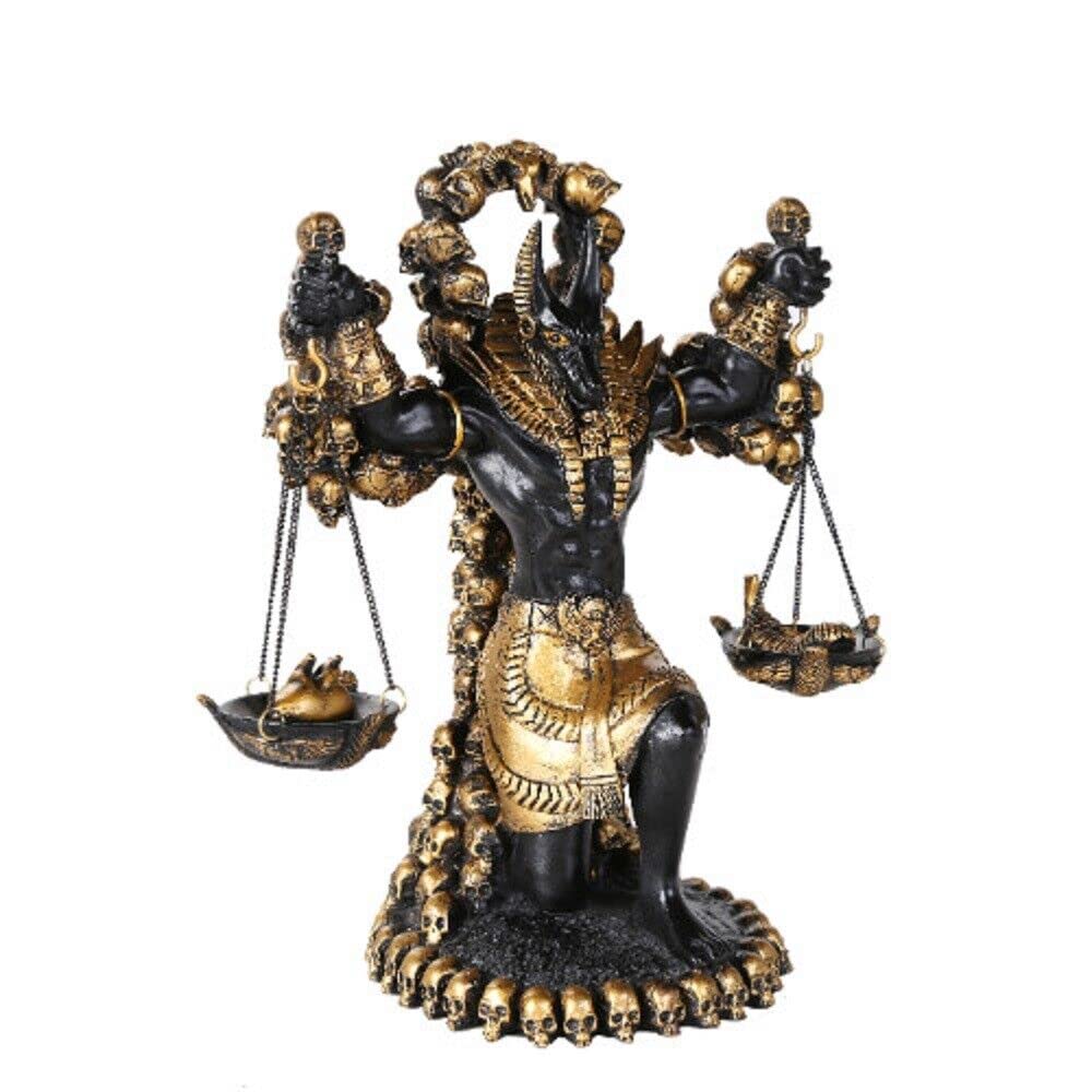 Pacific Giftware Ancient Egyptian God Anubis of Underworld by Ankh Altar Guardian of Scales The Heart Against Ostrich Feather Figurine Statue