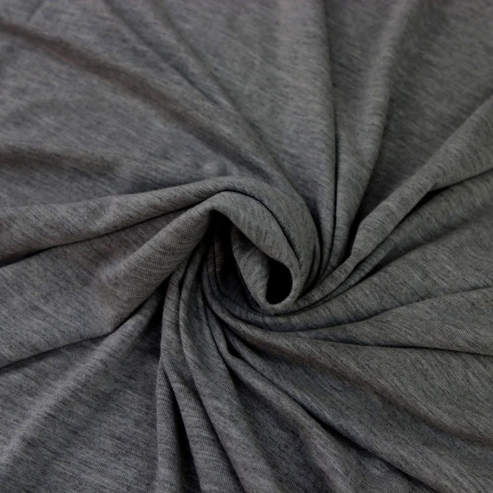 Stylish FABRIC Solid Color Rayon Spandex Heavy Jersey Knit Fabric/ 4-Way Stretch-(200GSM)/ DIY Projects, Charcoal 2 Tone 3 Yards