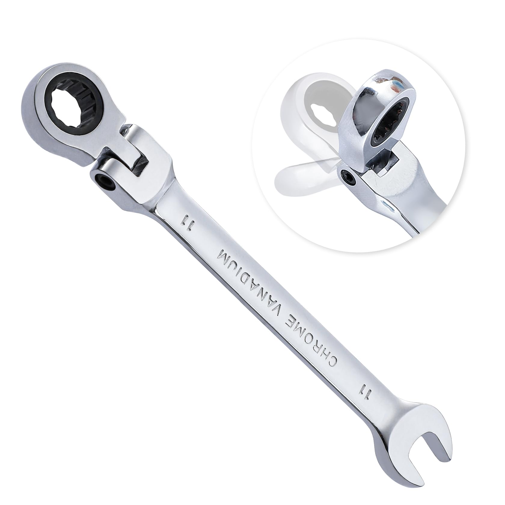 B4B BANG 4 BUCK11mm Ratcheting Combination Wrench,Metric Flex Head Ratcheting Wrench Spanner with 72 Tooth and 5° Movement Chrome Vanadium Steel Gear Wrench