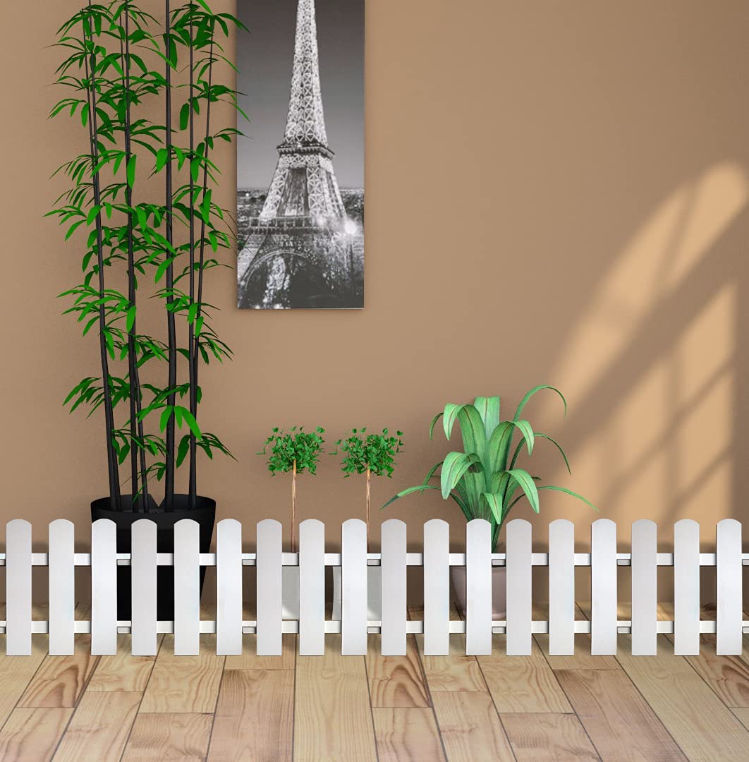 REONEX 1 Foot Tall Garden Fence/Picket Fence - Plant Partition Fence (with Spike for Soil Insert) Solid WPC Material - White - 6 Running feet Fence Coverage (Set of 6)