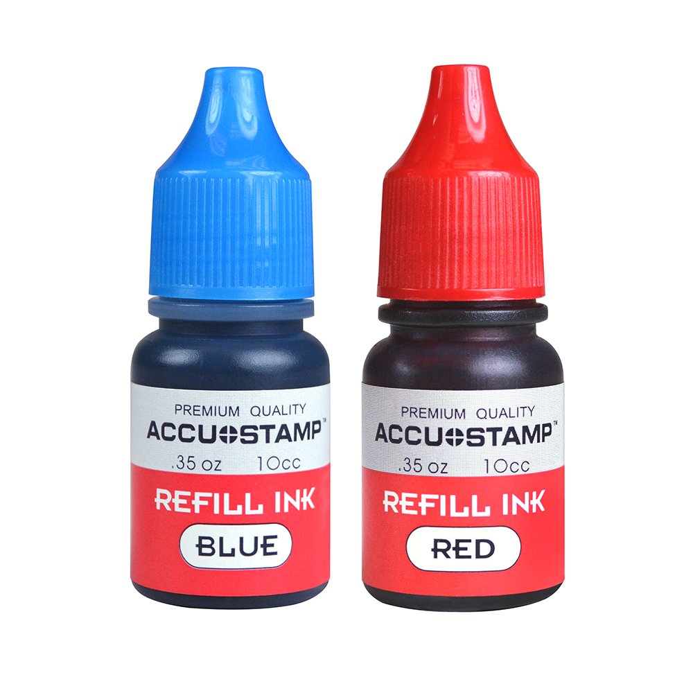 AccuStamp Ink Refill for Pre-Ink Stamps, Blue and Red, Pack of 2, 35oz/each (032958)