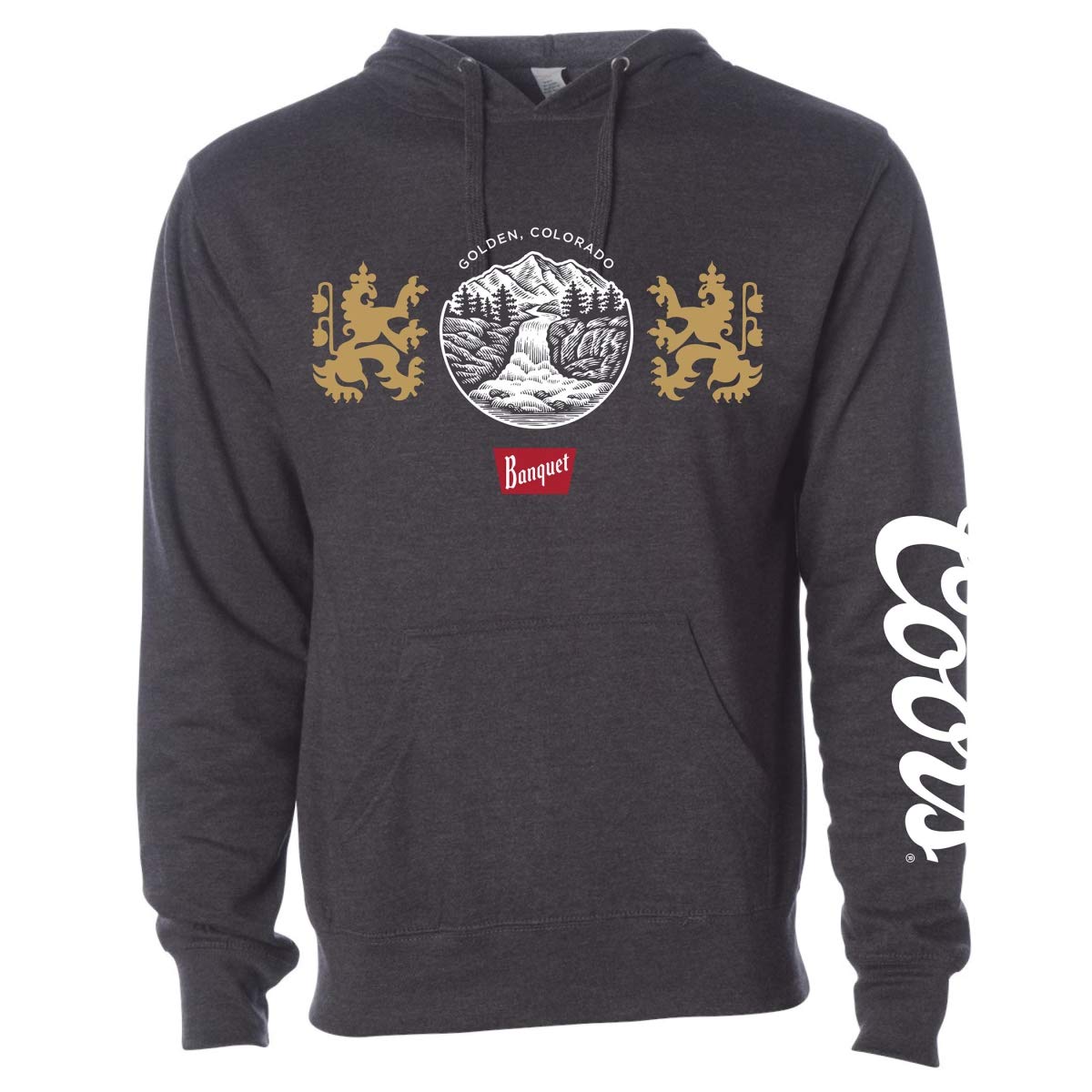 Coors Beer Banquet Waterfalls Dark Grey Hoodie