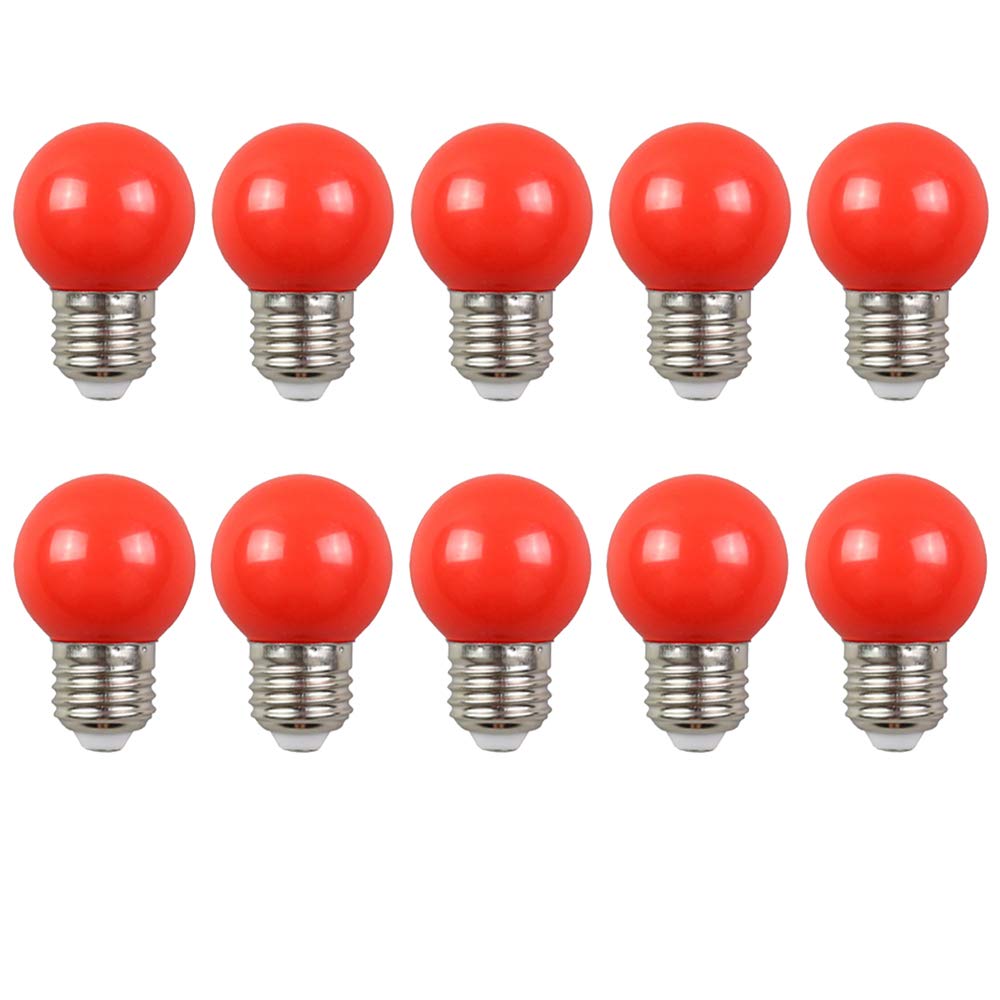 10 Pack E27 G45 2W Screw Cap Coloured LED Light Bulbs Festoon Party Lights for Indoor Outdoor Use