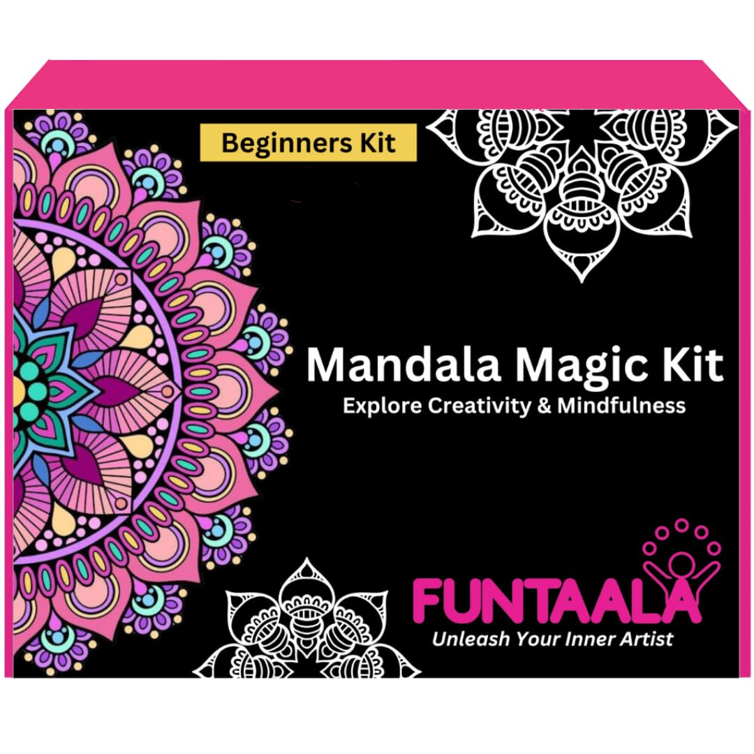 Funtaala Wooden Mandala Paint Kit Tea Coasters Art and Craft Kit | DIY Coaster Painting Set with Colours and Brush | Gift for Girls and Boys Ages 9-15 | Mandala Art Coasters