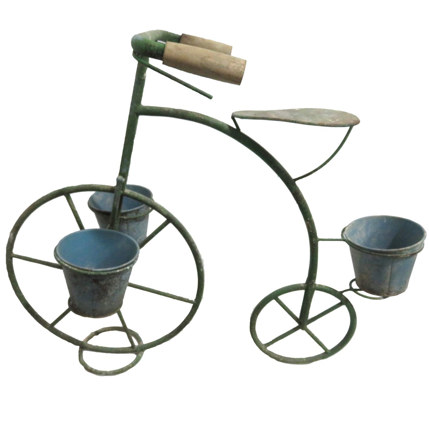 Vintage Shabby Chic Green 3 Pot Metal Bicycle Planter Handmade By AllChic