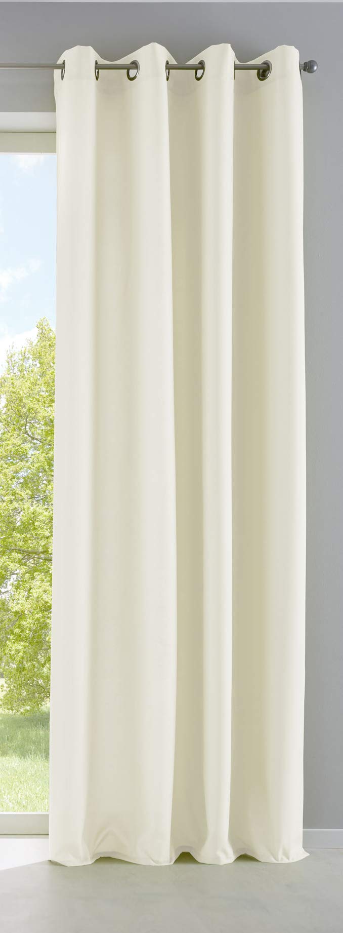 Gardinenbox Palermo Opaque Curtain with Eyelets and Tiebacks 100% Polyester Cream 225 x 140 cm