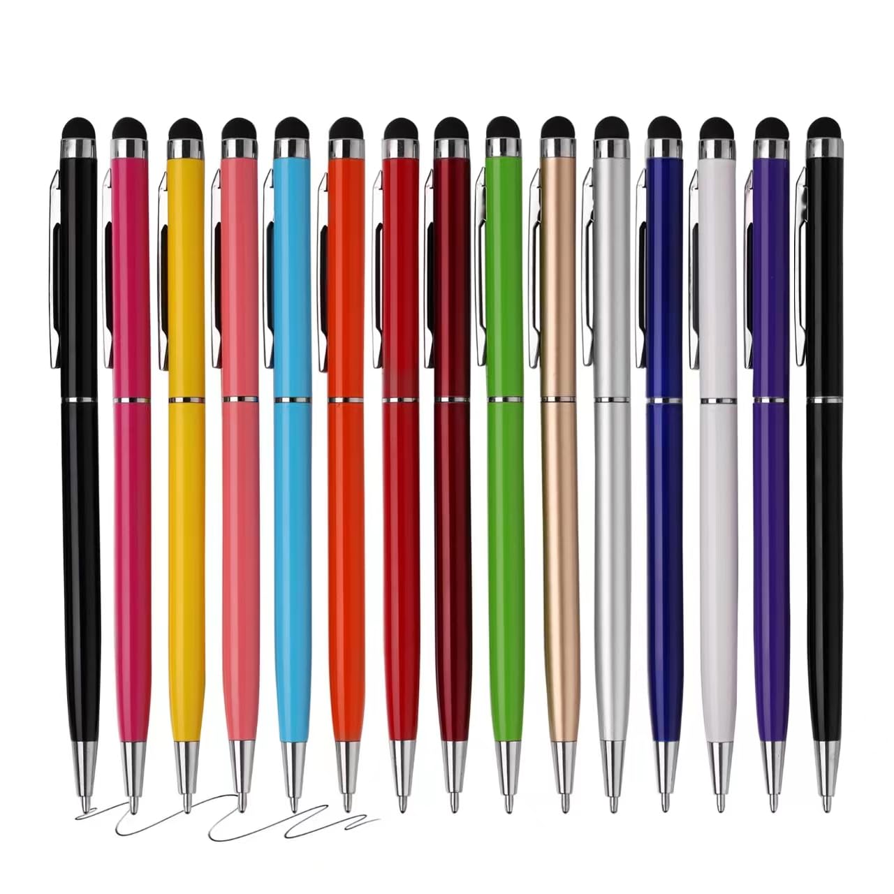 15 Pack Stylus Pens for Touch Screens Stylus Pen Compatible with Phone Tablets Kindle and Black Ink Ballpoint Pens-2 in 1 Stylists pens for Touch Screens