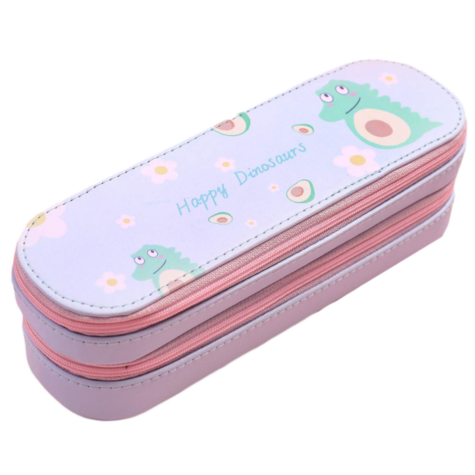 ZumZup Cute Pencil Case Large Capacity Student Pen bag Pencil Box Multifunctional with Multi Layers Dinosaur Avocado-Blue