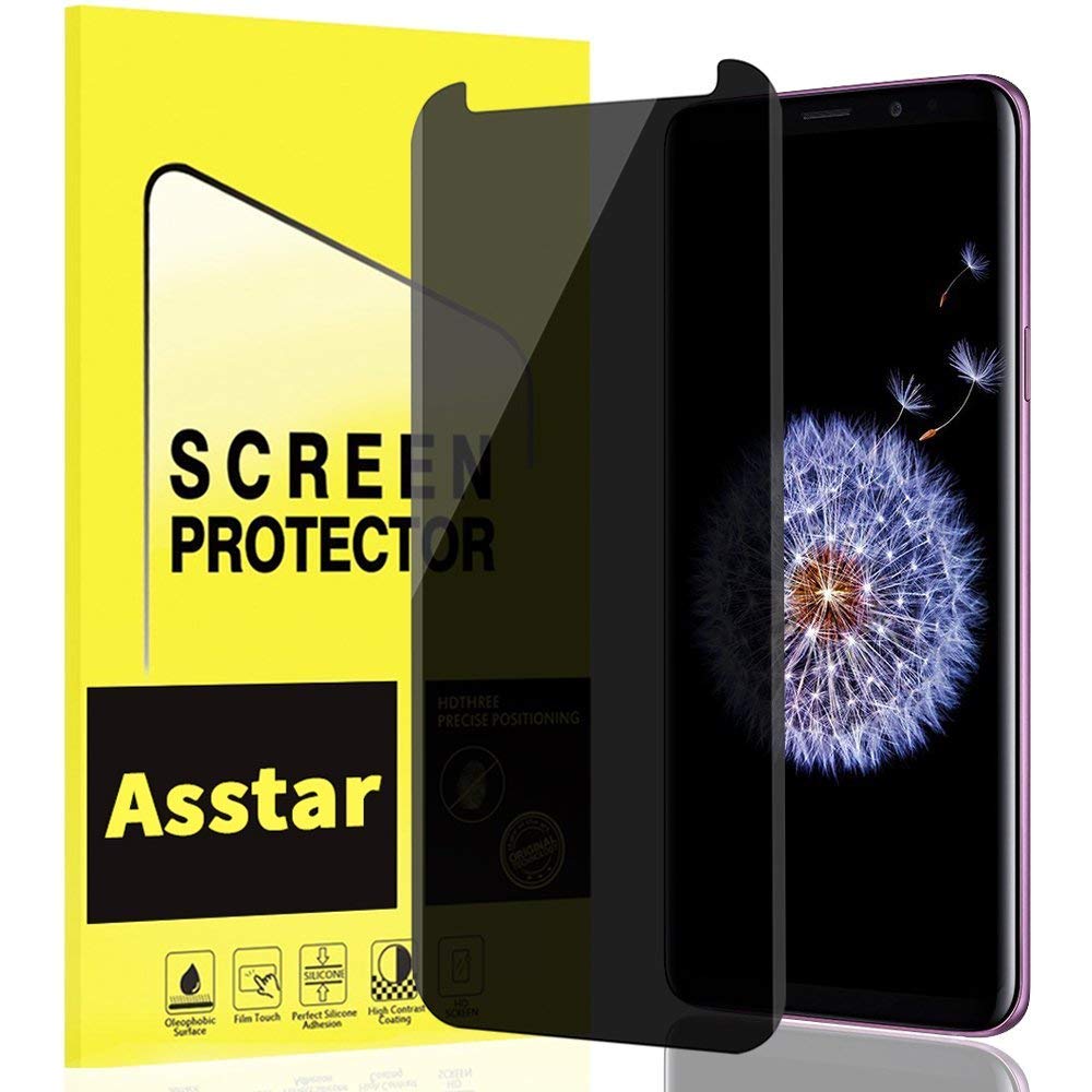 YMH Galaxy S9 Plus Screen Protector Privacy Tempered Glass, Anti Spy Anti-Scratch Bubble Free Case Friendly Easy Install 3D 9H Hardness Black Screen Protector for Samsung Galaxy S9 Plus S9+ [1 Pack]