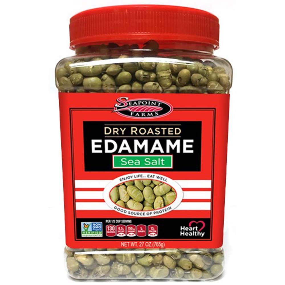 Seapoint FarmsDry Roasted Edamame, Sea Salt, Vegan, Gluten-Free, Kosher, and Non-GMO, Crunchy Snack for Healthy Snacking, 27oz. Jar