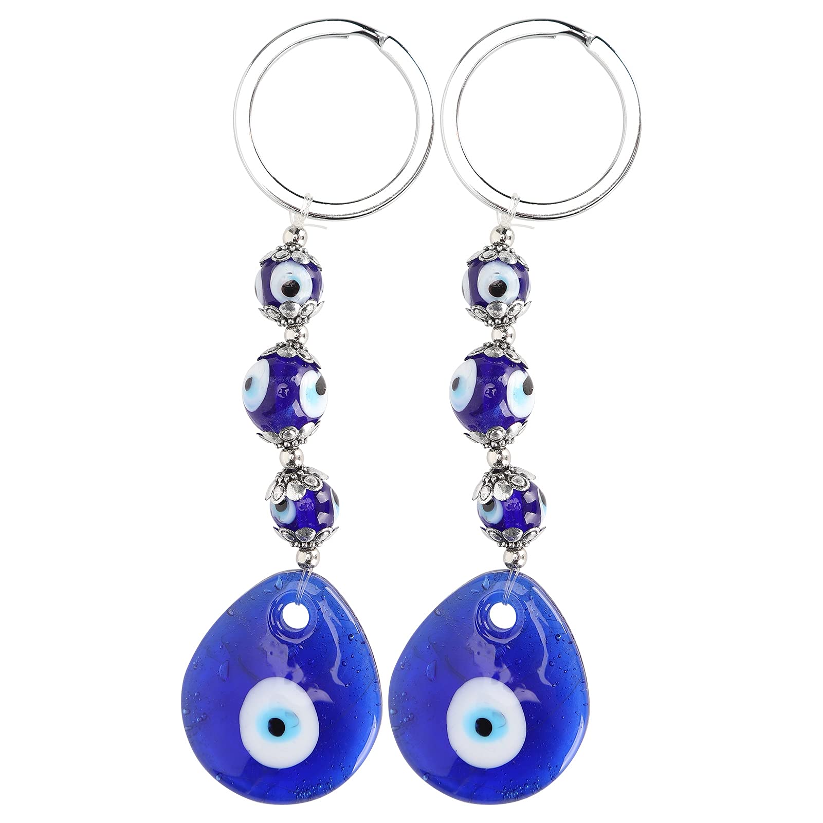 Fydun2Pcs Evil Eyes Keychain Lucky Eye Key Ring Blue Turkish Amulet Pendant Beads Keyring Jewelry Craft Decoration