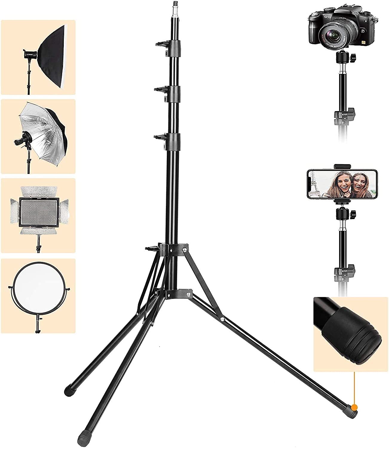 AWAKSHI 7 feet Photography Tripod Mobile Camera Stand with 360 Rotation Ball Head for YouTube Vlogging, Online Teaching, Bridal Makeup, Photo Studio, Indoor & Outdoor Use