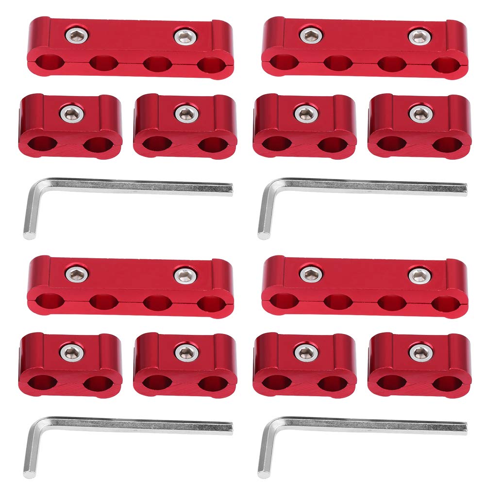 KIMISS Spark Plug Wire Separators Wire Holders，12 Pcs Aluminum Alloy Engine Spark Plug Wire Separator Divider for 8mm 9mm 10mm(Red)