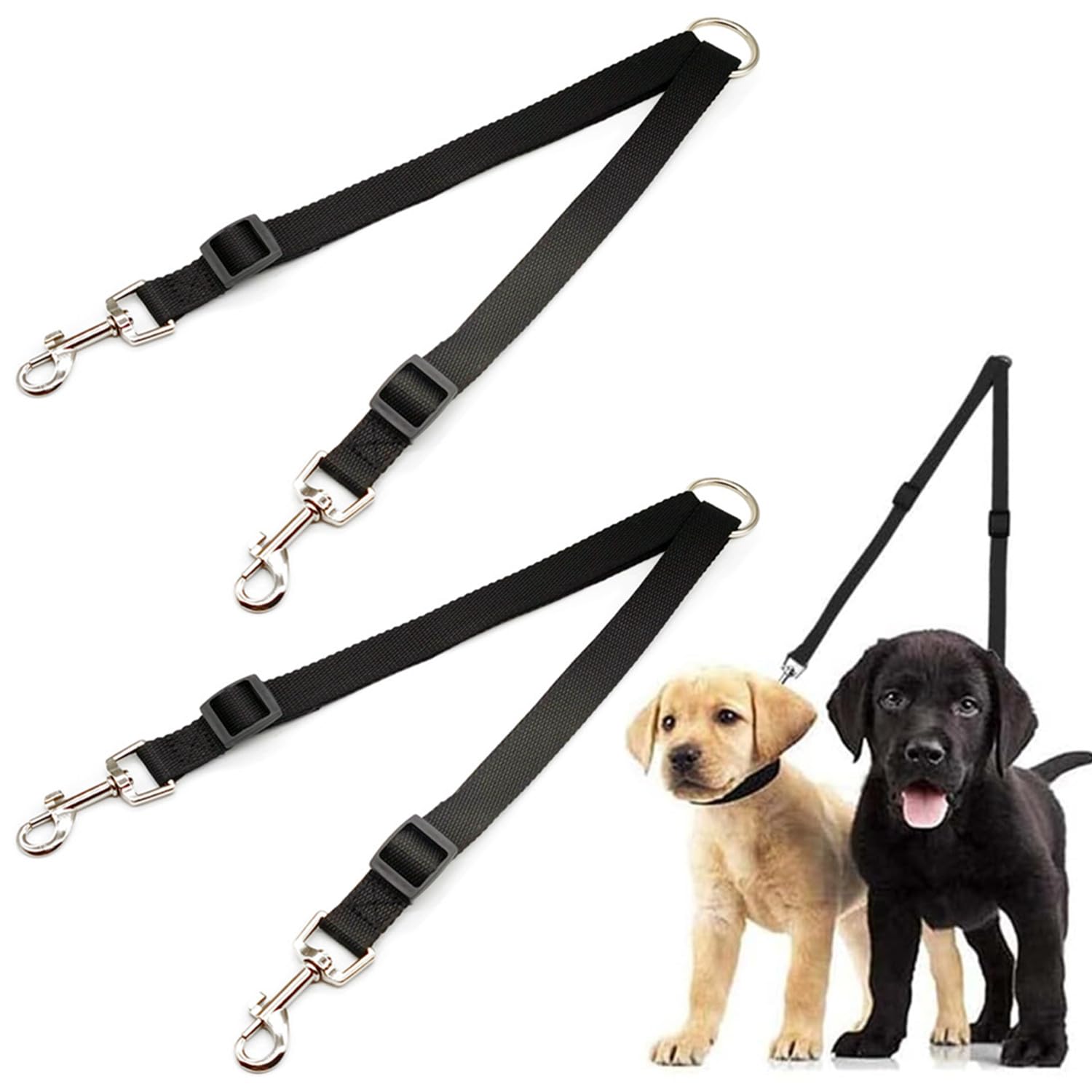 2pcs Adjustable Double Pet Trainer Leash, No Tangle Dog Dual Splitter Walking Trainer Leash Double Leads for Walking Puppy Small Medium Large Dog