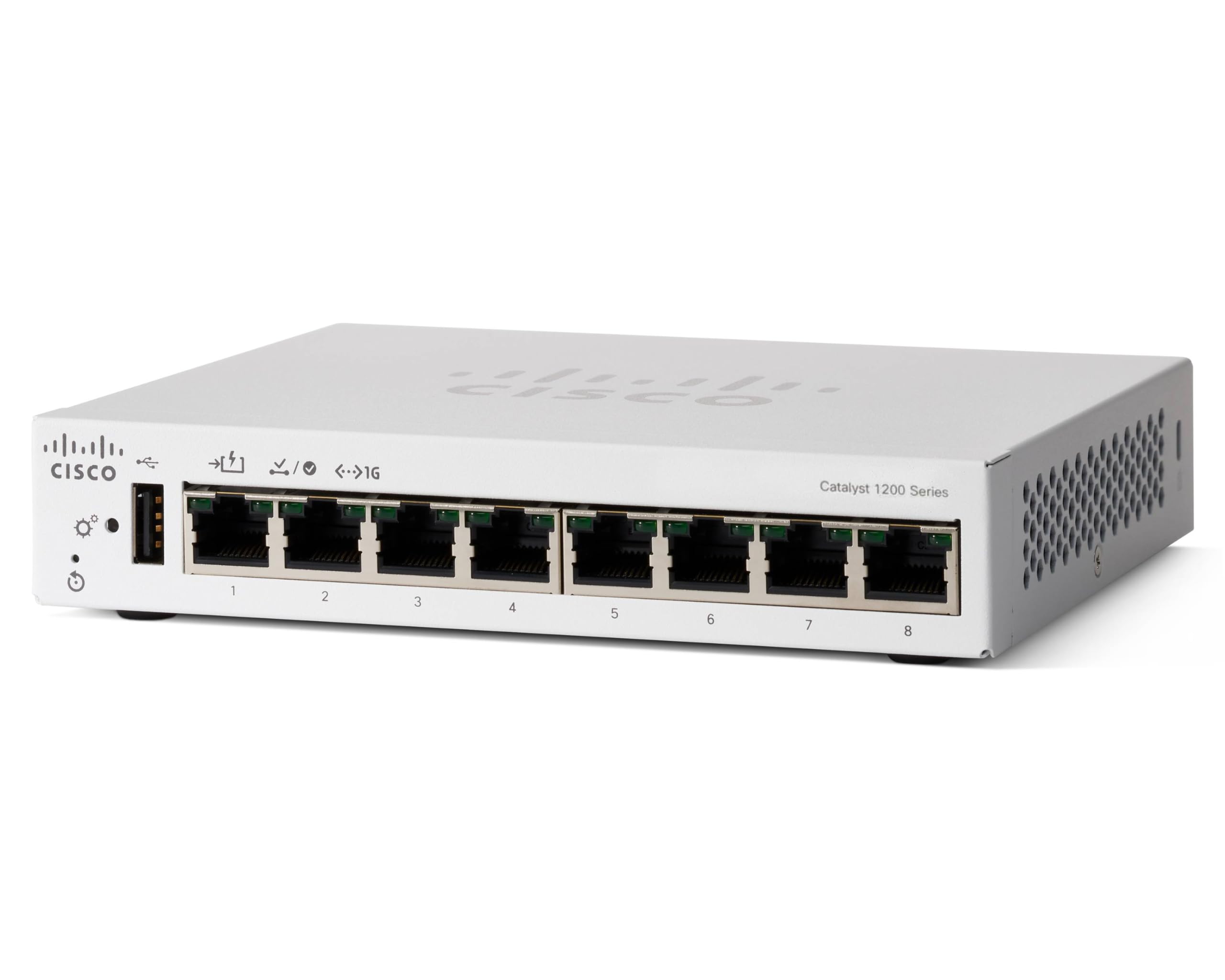 CiscoCatalyst 1200-8T-D Smart Switch, 8 Port GE, Ext PS, Desktop, Limited Lifetime Protection (C1200-8T-D)