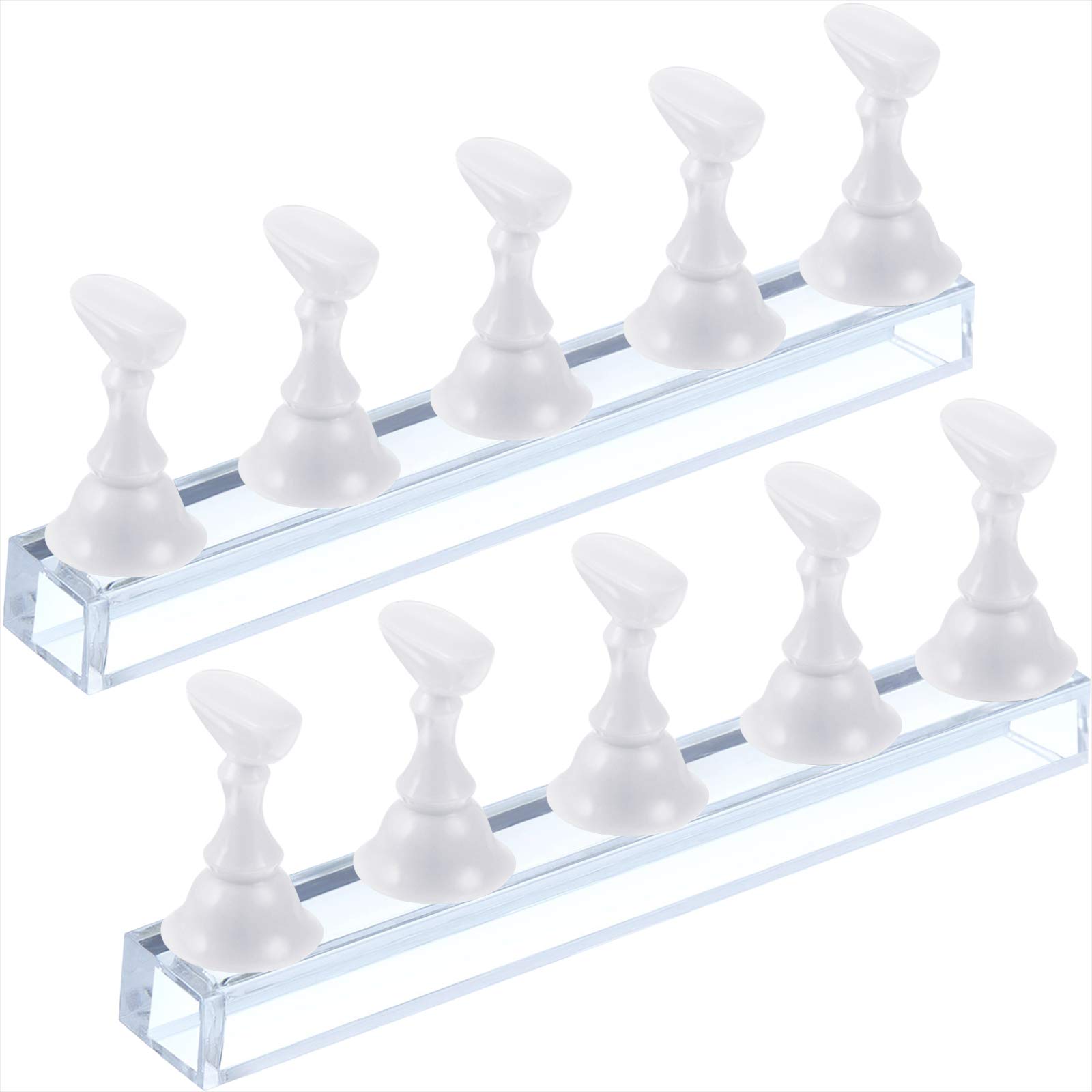 Blulu2 Sets Acrylic Nail Display Stand Nail Practice Holder Magnetic Nail Practice Stand Fingernail DIY Nail Design Stand for False Nail Manicure Tool Home Salon Use (White)