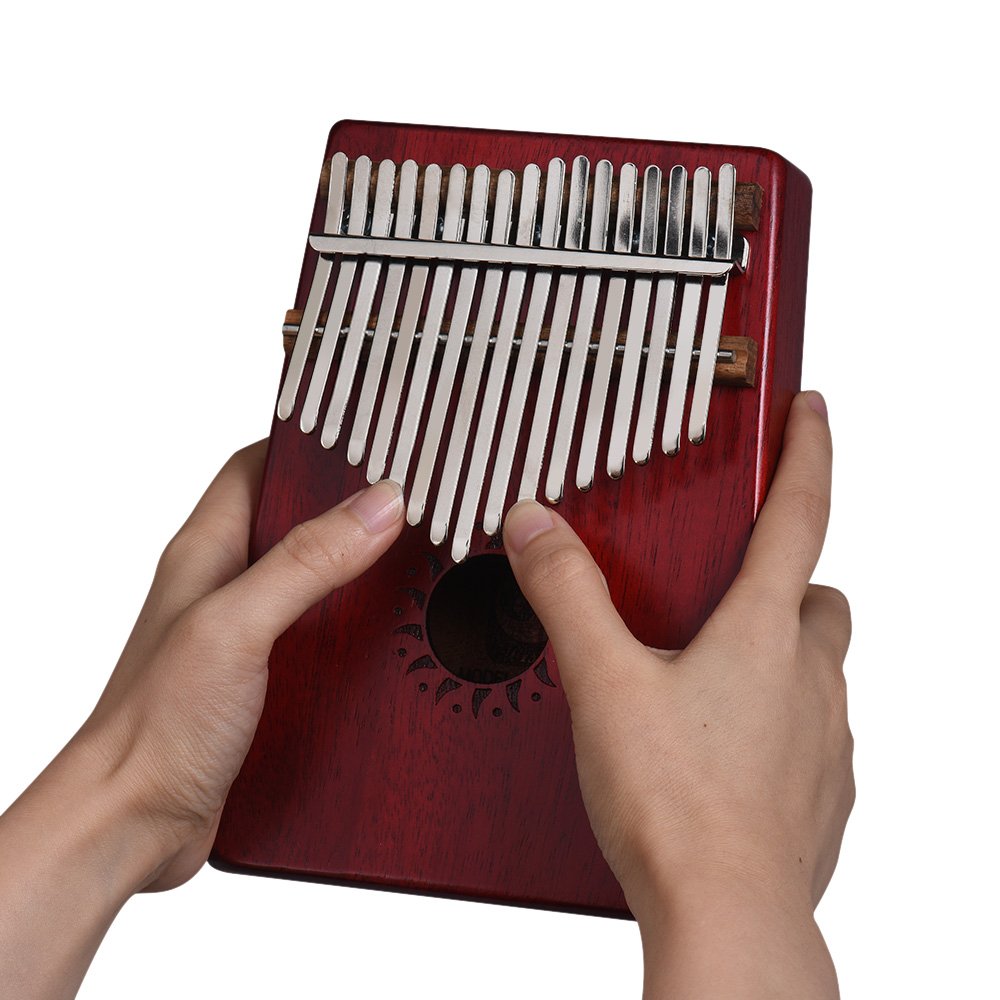 17-Key Portable Kalimba Mbira Thumb Piano Mahogany Solid Wood Musical Instrument Gift for Music Lovers Beginner Students