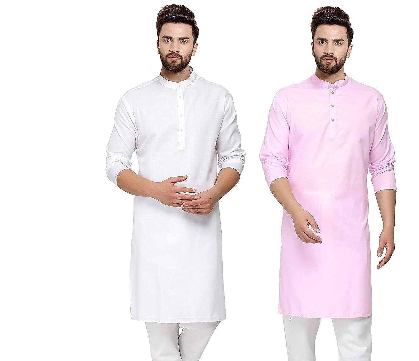 GOLAZO Men's Cotton Kurta Combo - Pack of 2 | Traditional Ethnic Wear for Festivals & Celebrations