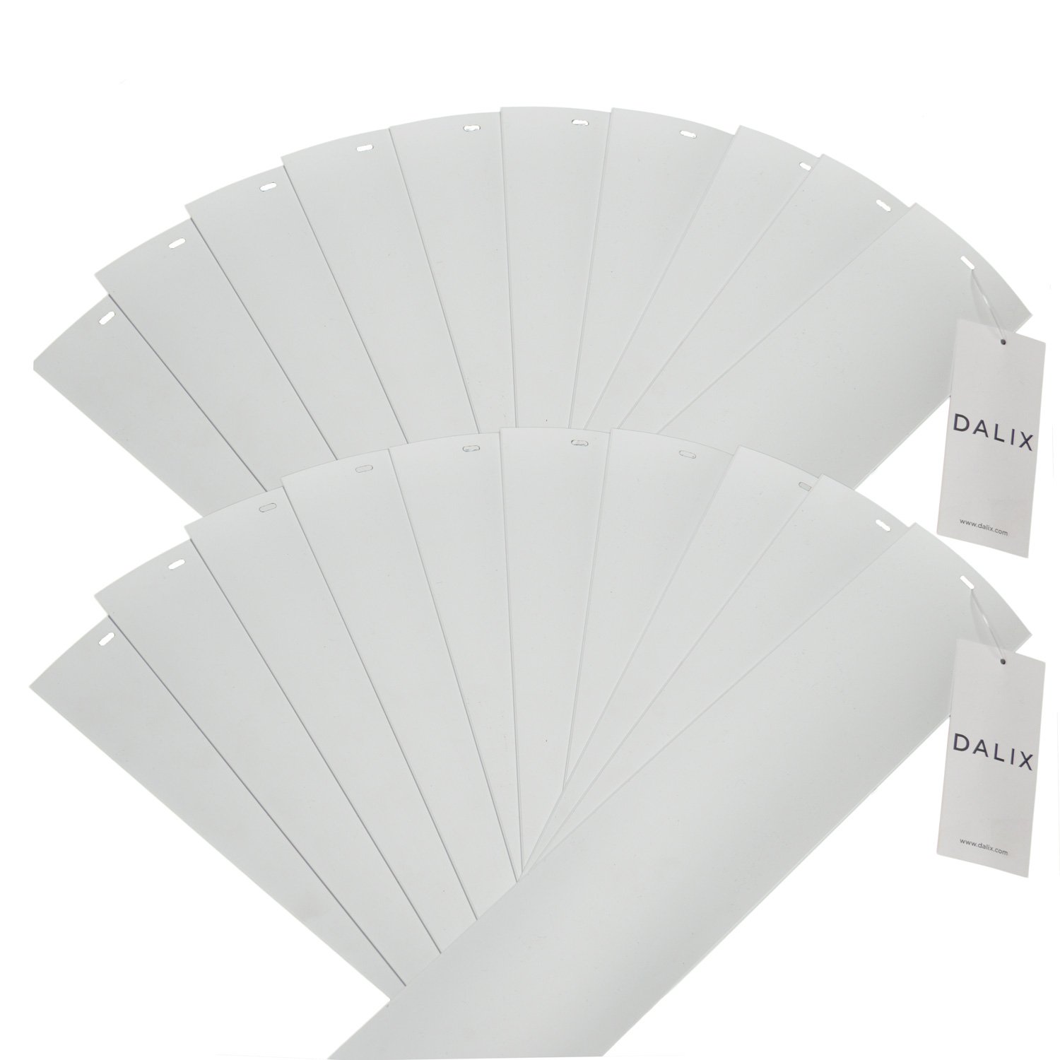 DALIX PVC Veritcal Blind Slats Curved Smooth White 82.5 x 3.5 (20-Pack)