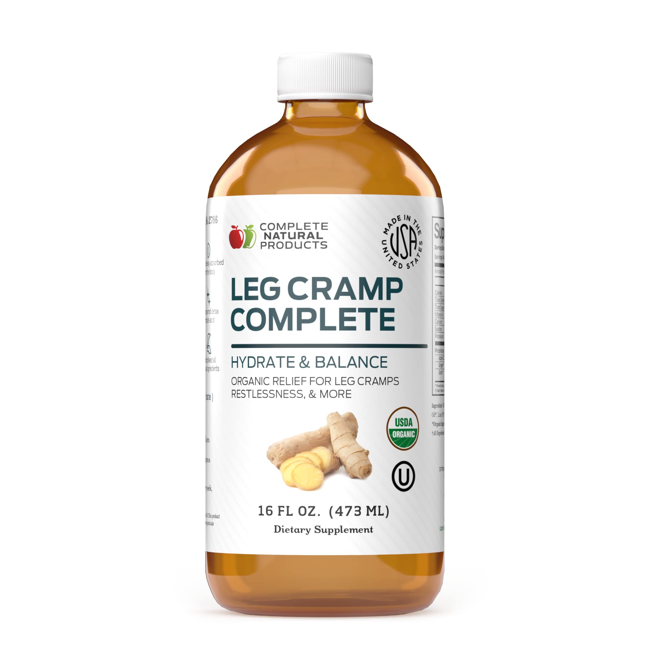 Leg Cramp Complete 16oz - Natural Liquid Organic Amish Muscle, Foot & Leg Cramp Remedy Relief, Vitamin, & Supplement