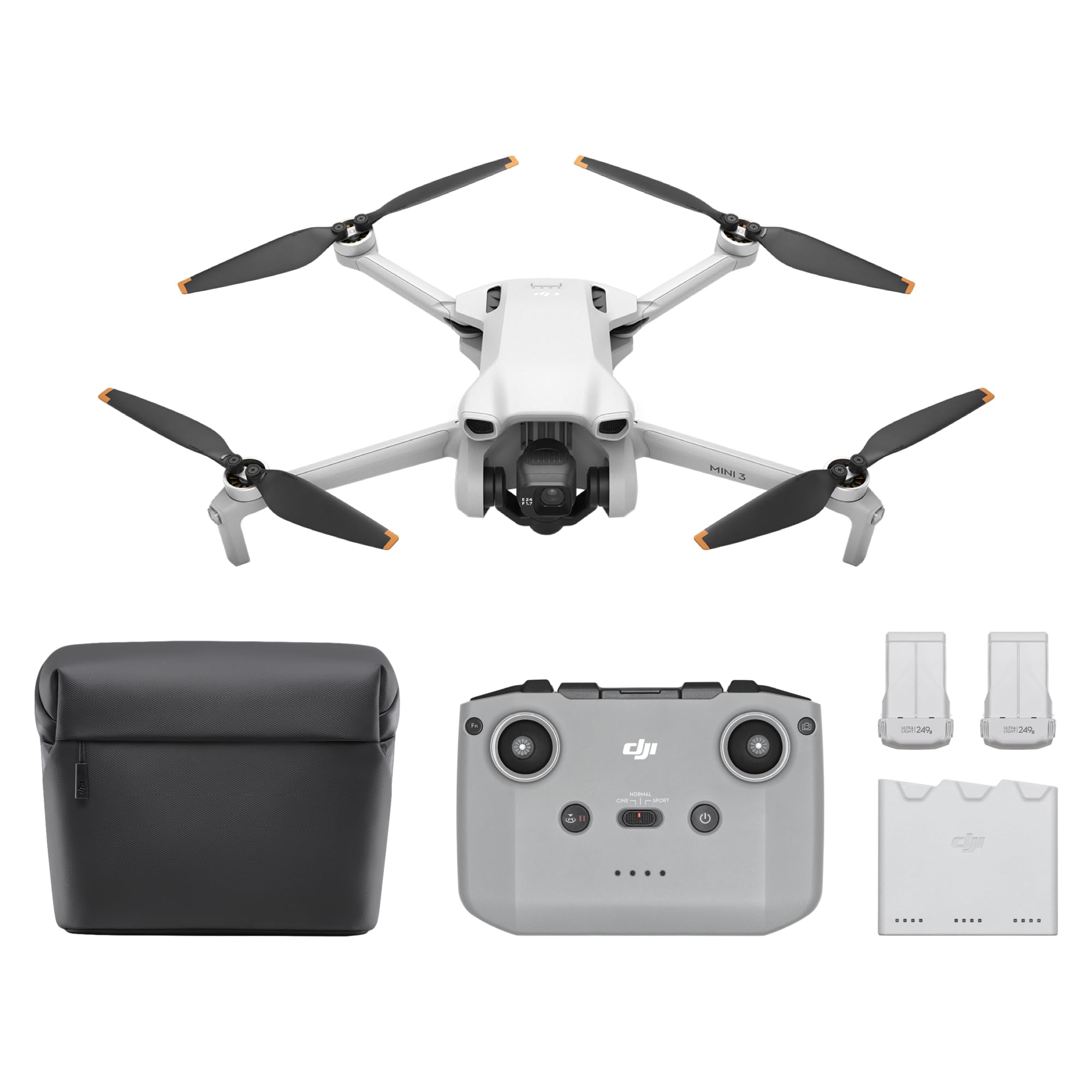 DJI Mini 3 Fly More Combo, Lightweight 3x Mechanical Gimbal Mini Camera Drone with 4K HDR Video, 3 Batteries for 114-min Flight Time, up to 32800ft (10km) Video Transmission, True Vertical Shooting