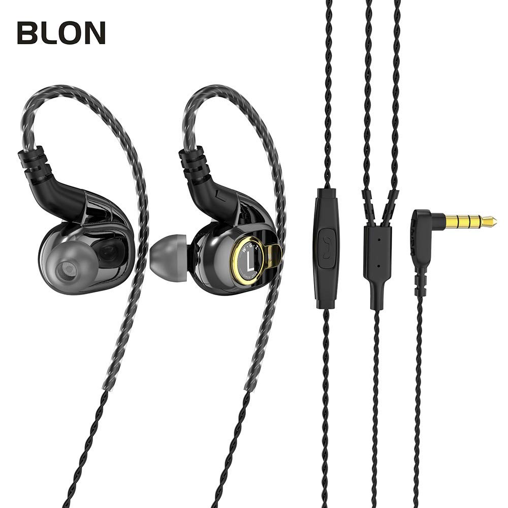 HiFi in Ear Monitor, BLON BL05 in Ear Earphone,10mm Carbon Diaphragm Dynamic Drive Bass HiFi DJ in Ear Monitor, in Ear Headphone with 2pins Detachable Cable Wired Earphone(Gun with Mic)