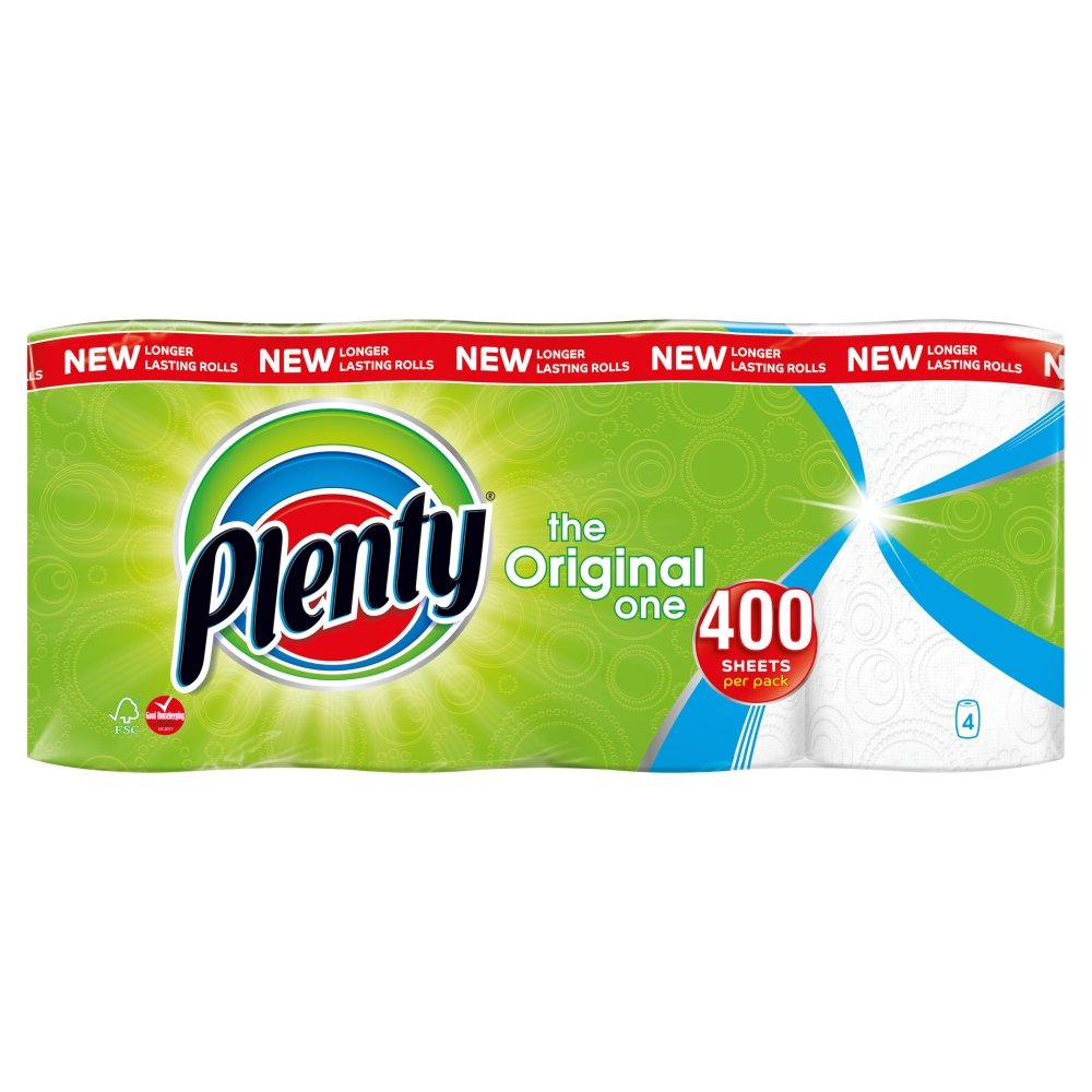 Plenty White Kitchen Roll, 4 rolls (Pack of 1)